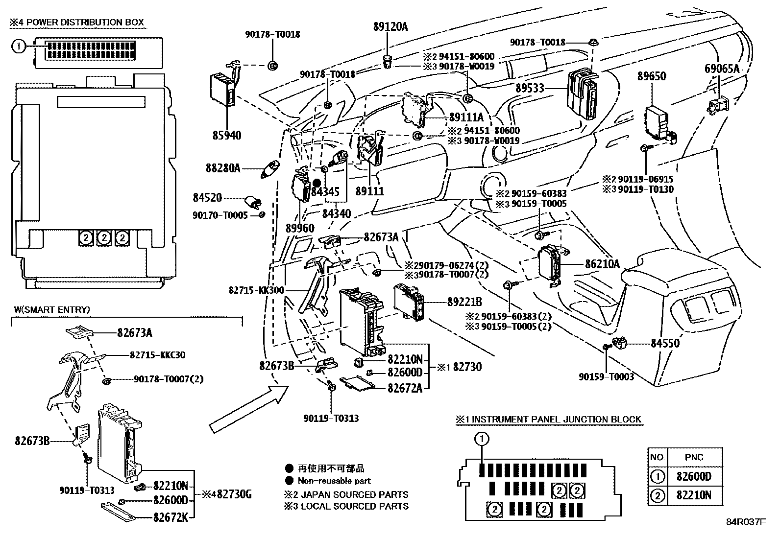 Toyota HILUX 开关和继电器和ECU EPC diagram — 84R037F