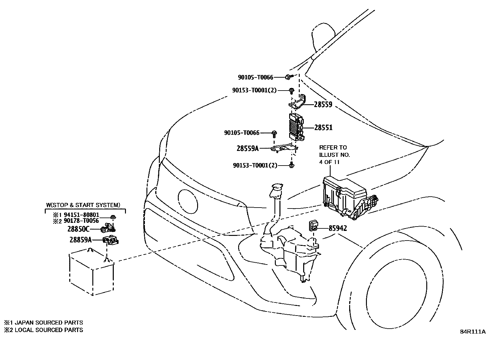 Toyota HILUX 开关和继电器和ECU EPC diagram — 84R111A