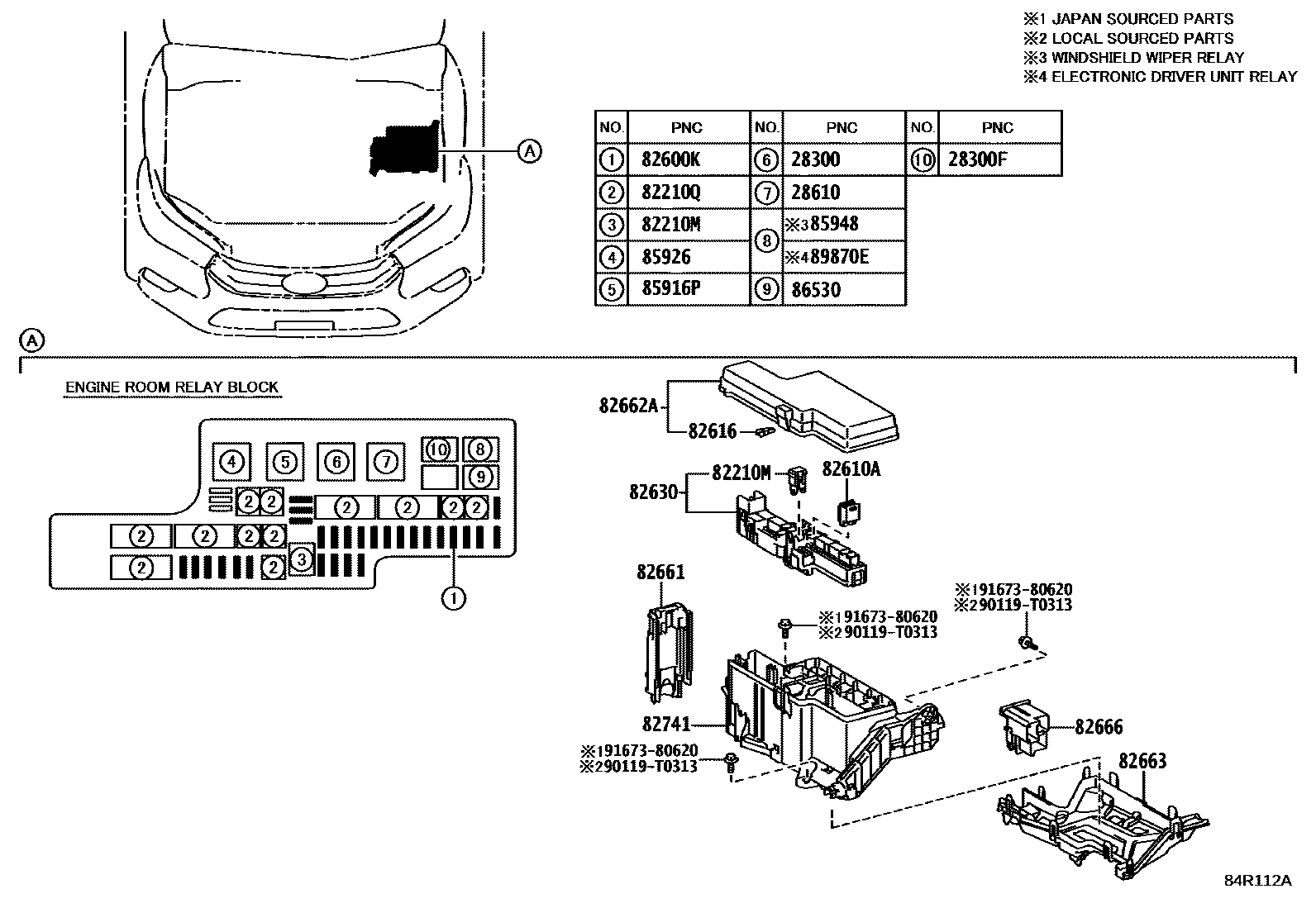 Toyota HILUX 开关和继电器和ECU EPC diagram — 84R112A