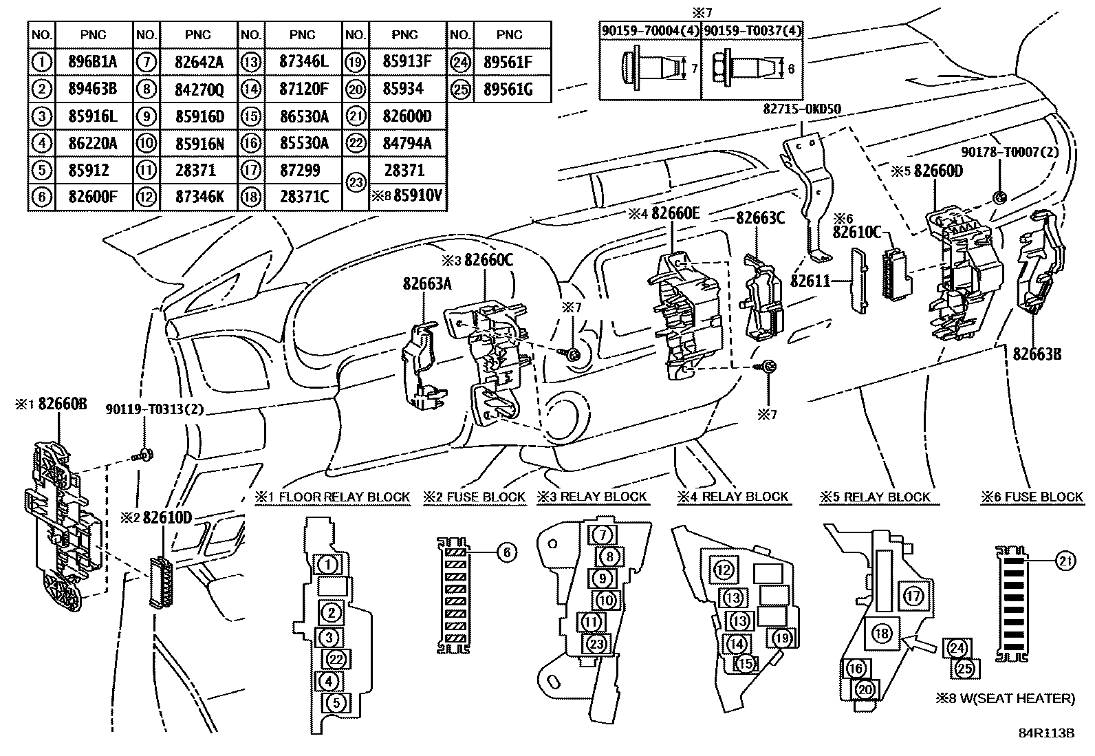 Toyota HILUX 开关和继电器和ECU EPC diagram — 84R113B