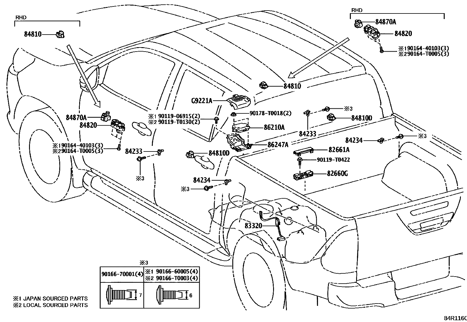Toyota HILUX 开关和继电器和ECU EPC diagram — 84R116C