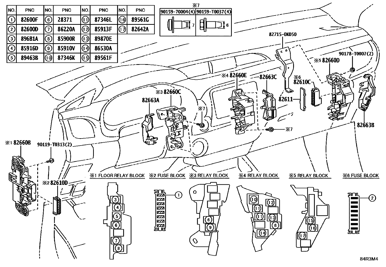 Toyota HILUX 开关和继电器和ECU EPC diagram — 84R3M4