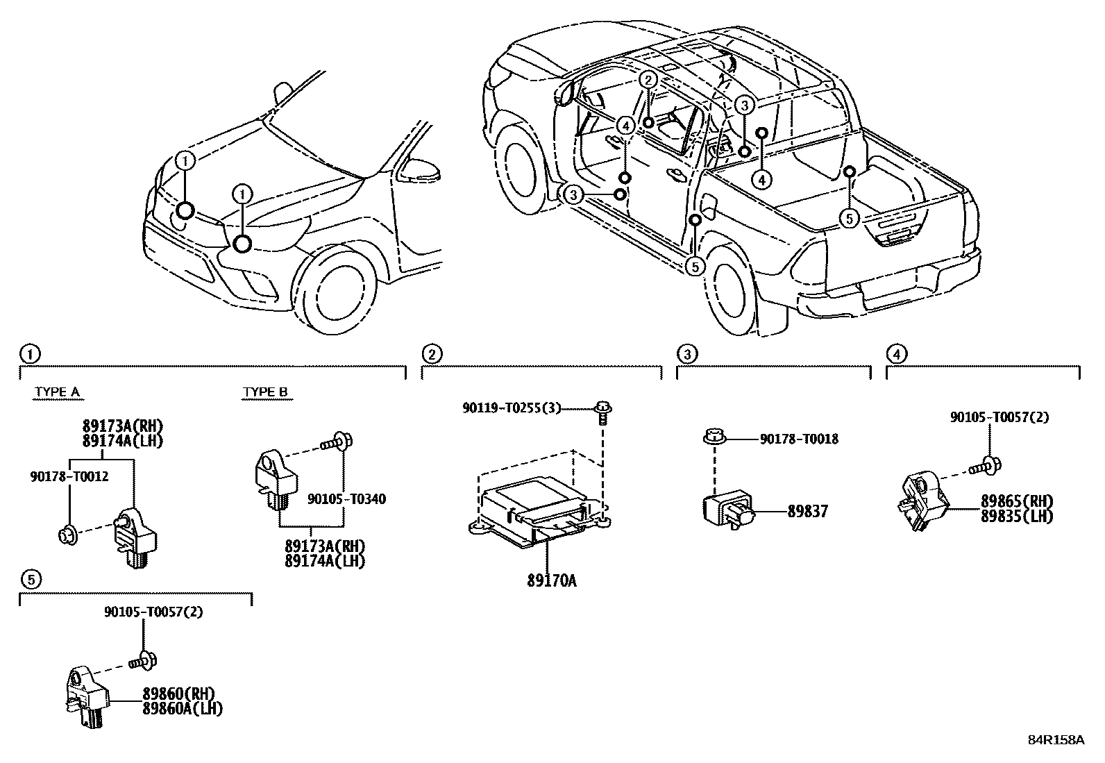 Toyota HILUX 空气囊 EPC diagram — 84R158A