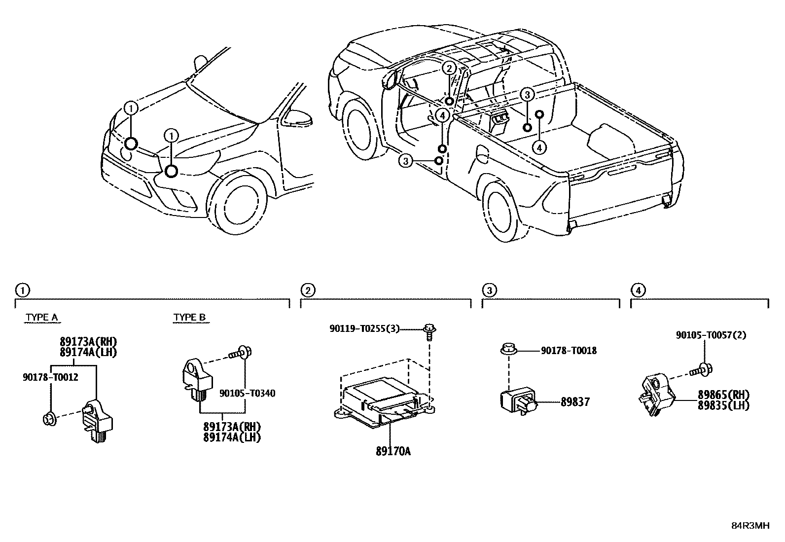 Toyota HILUX 空气囊 EPC diagram — 84R3MH