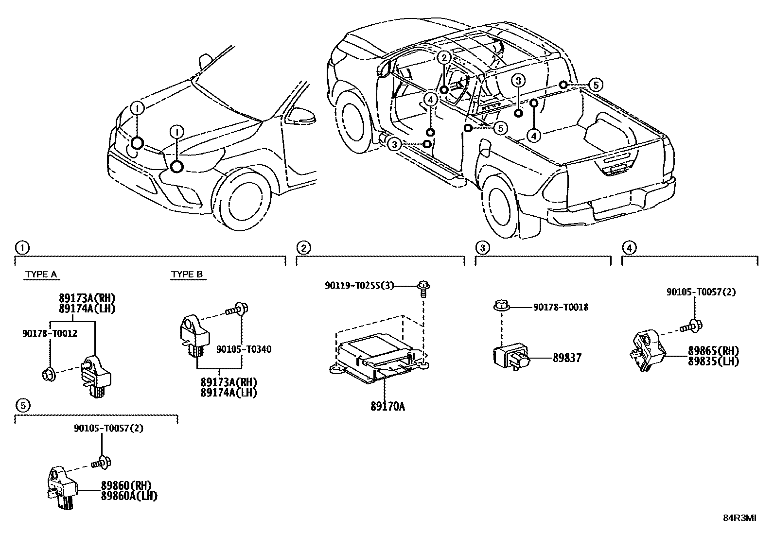 Toyota HILUX 空气囊 EPC diagram — 84R3MI