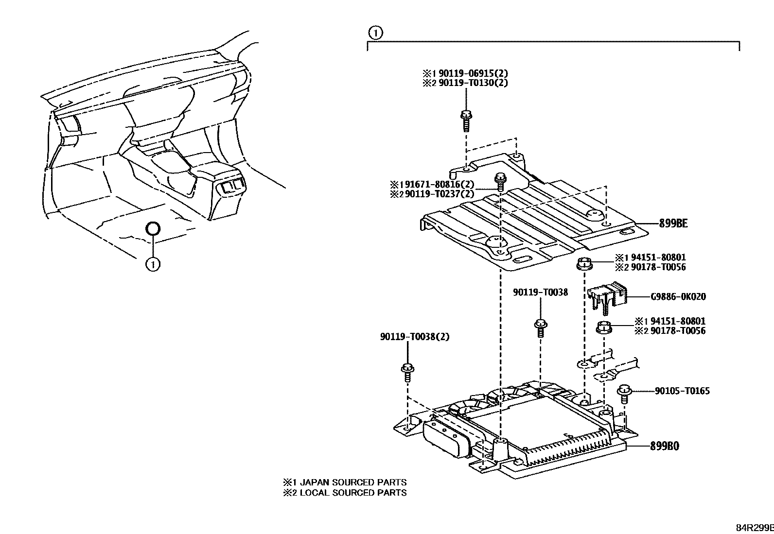 Toyota HILUX HV控制ECU EPC diagram — 84R299B