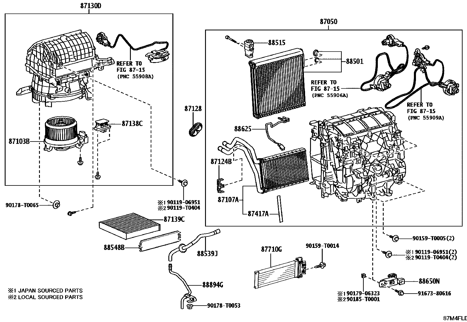 Toyota HILUX 暖风和空调系统 - 冷却器组件 EPC diagram — 87M4FLB