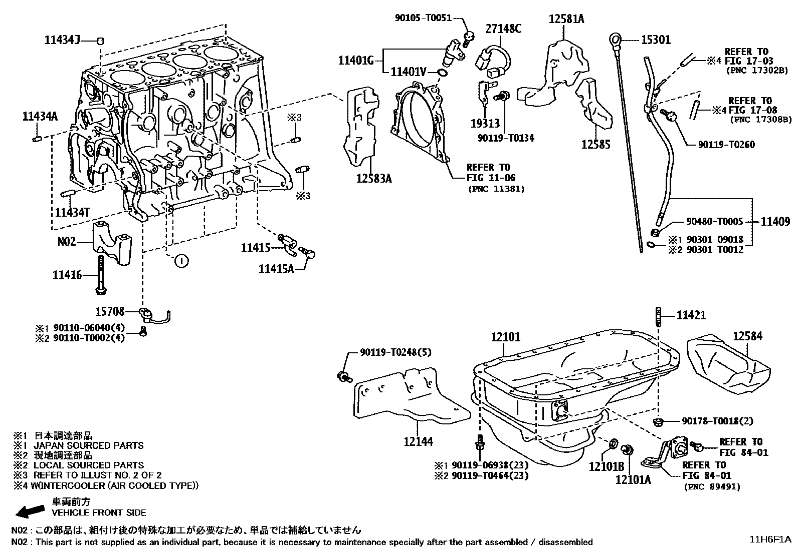 Toyota HILUX Cylinder Block EPC diagram — 11H6F1A