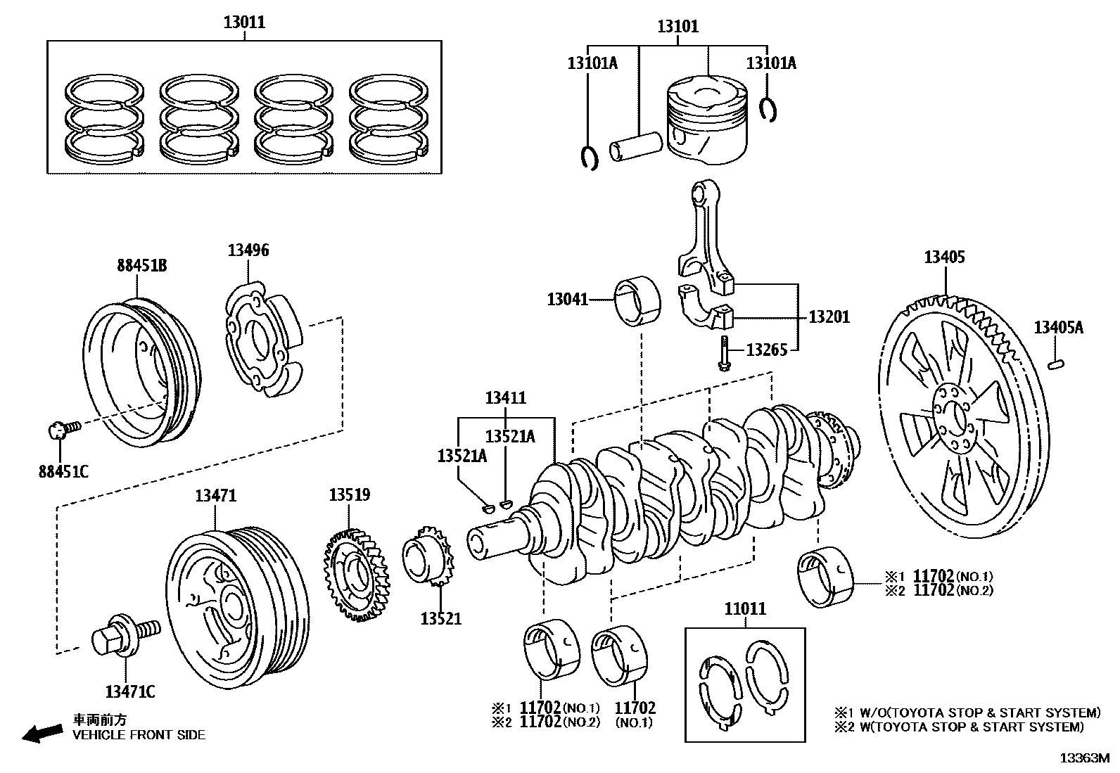 Toyota HILUX Crankshaft & Piston EPC diagram — 13363M