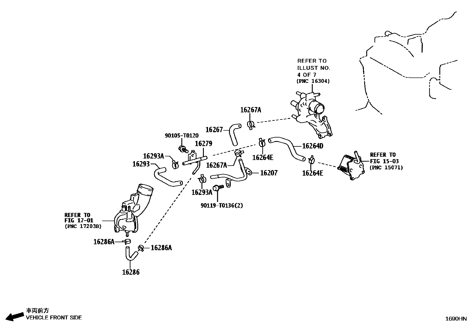 Toyota HILUX RADIATOR & WATER OUTLET EPC diagram — 1690HN