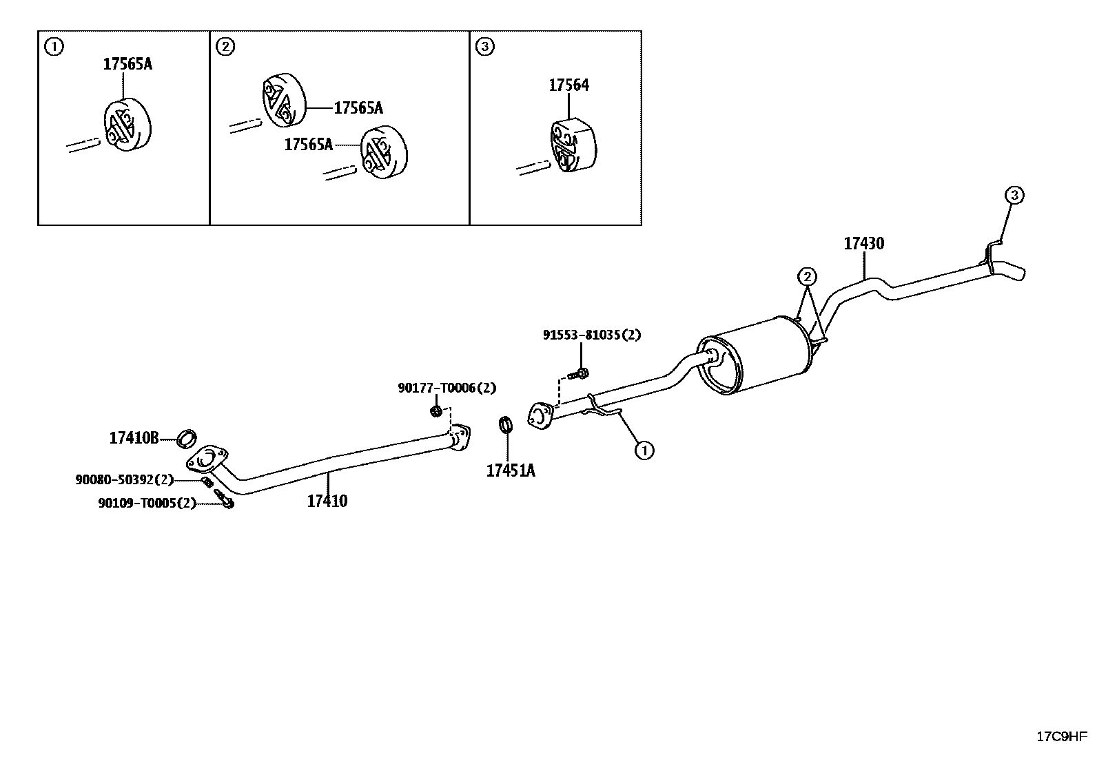 Toyota HILUX Exhaust Pipe EPC diagram — 17C9HF
