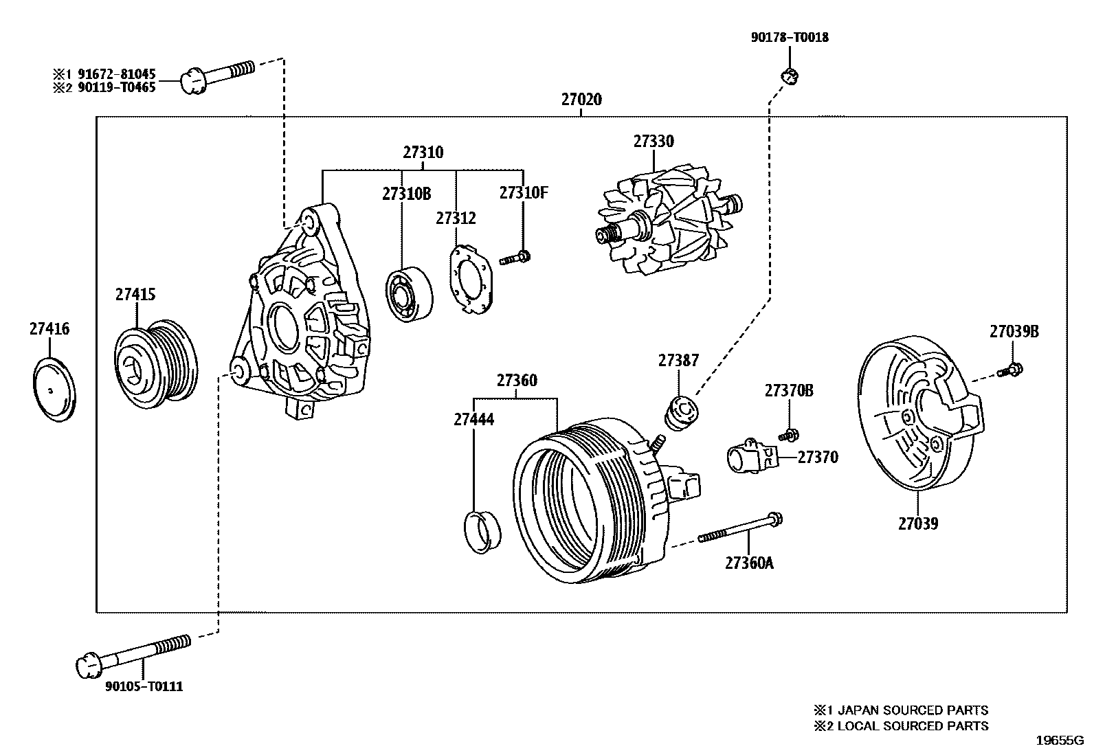 Toyota HILUX Alternator EPC diagram — 19655G