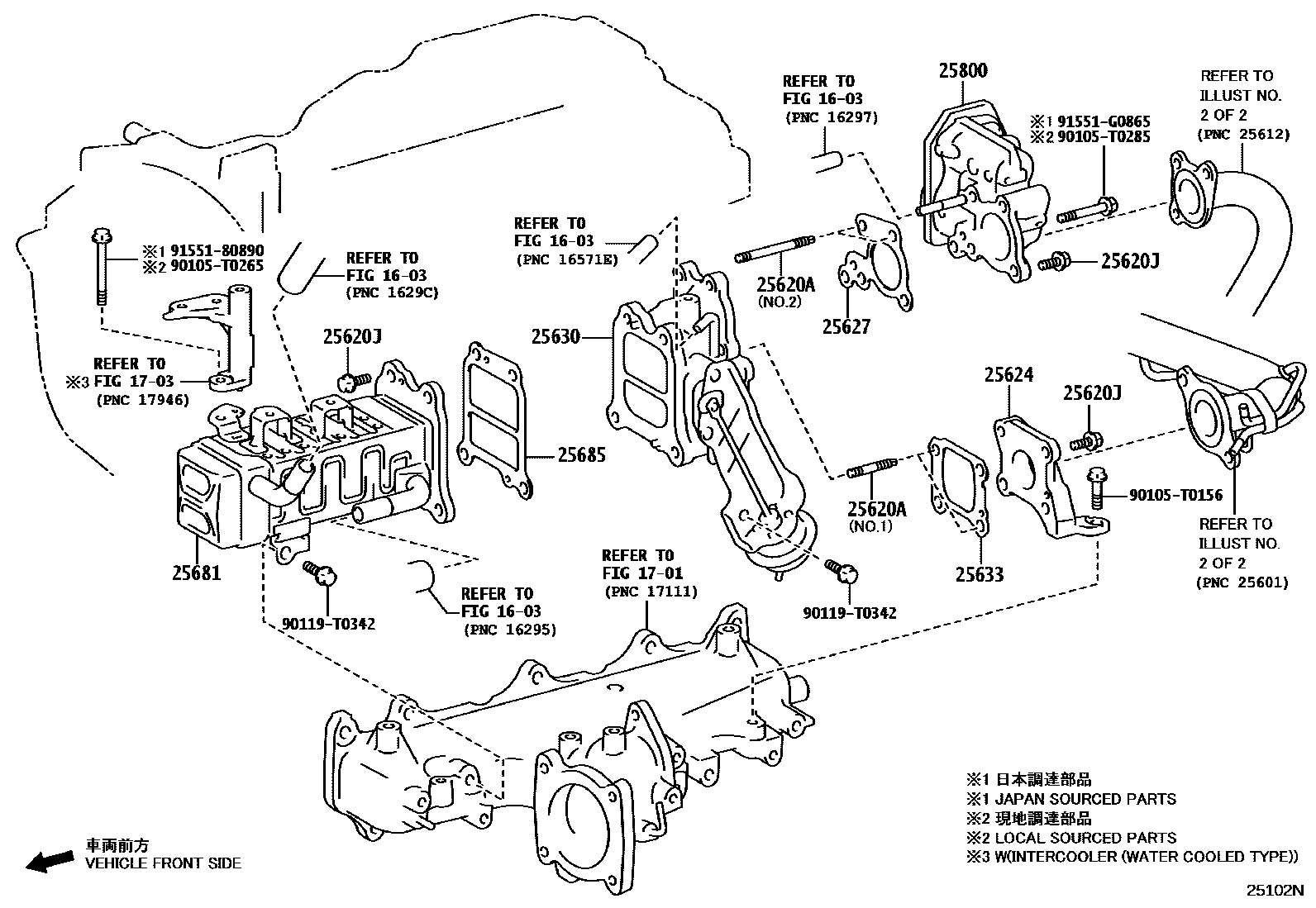 Toyota HILUX 废气再循环系统 EPC diagram — 25102N