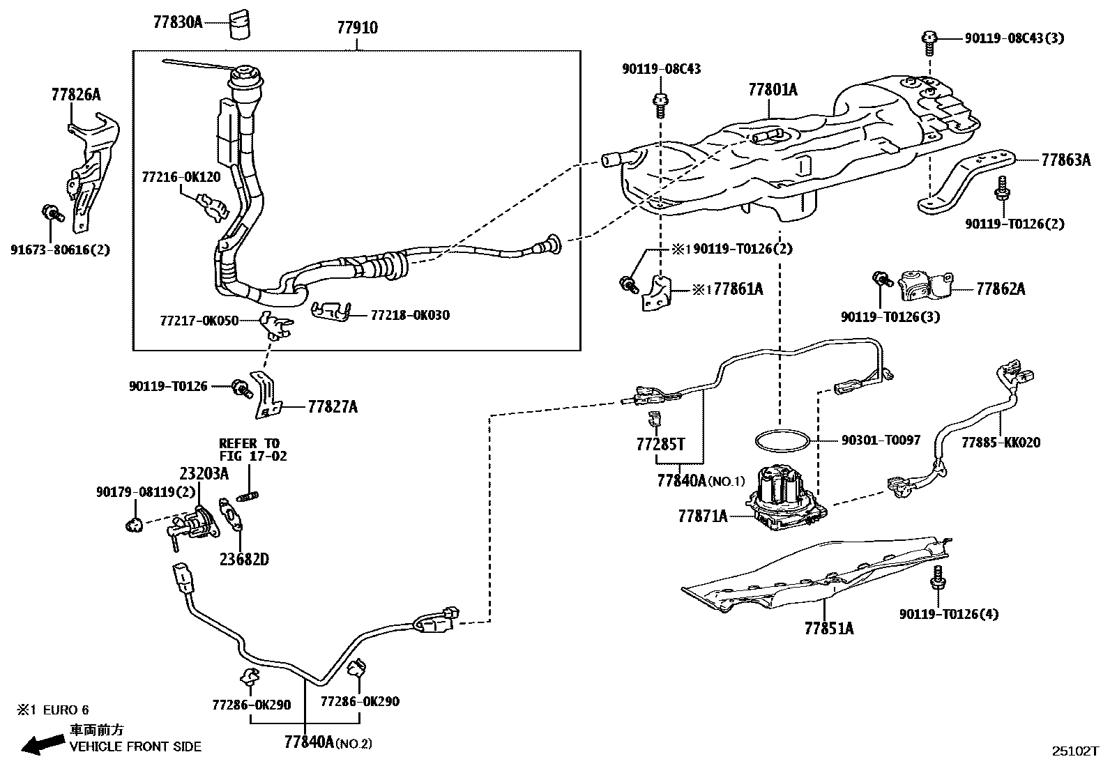 Toyota HILUX 尿素罐和管 EPC diagram — 25102T