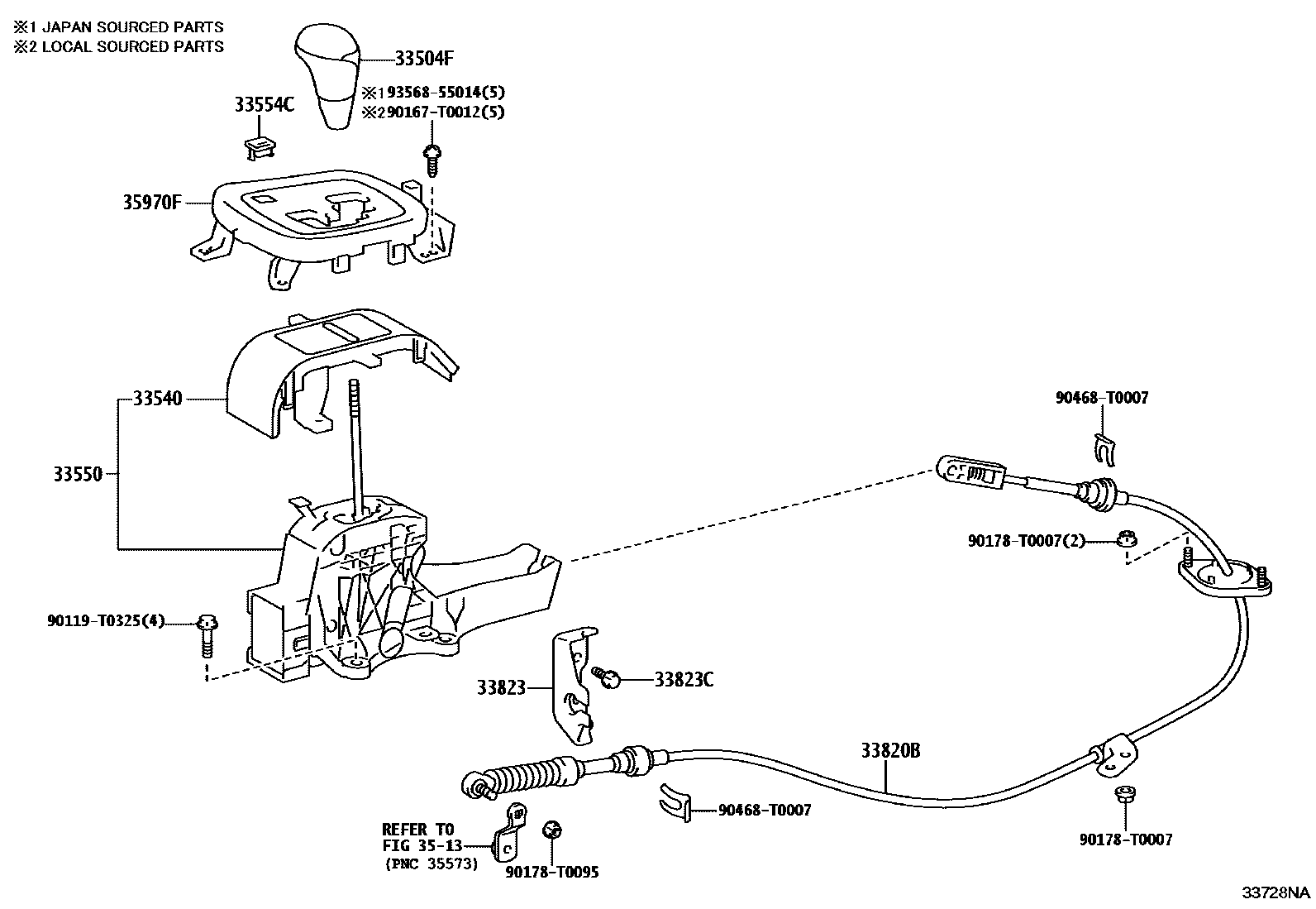 Toyota HILUX Shift Lever & Retainer EPC diagram — 33728NA
