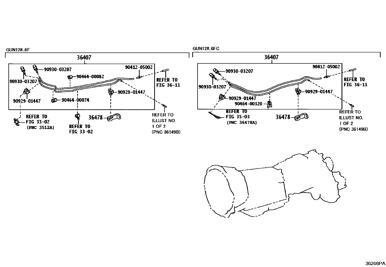 Toyota HILUX Transfer Case & Extension Housing EPC diagram — 36268PA