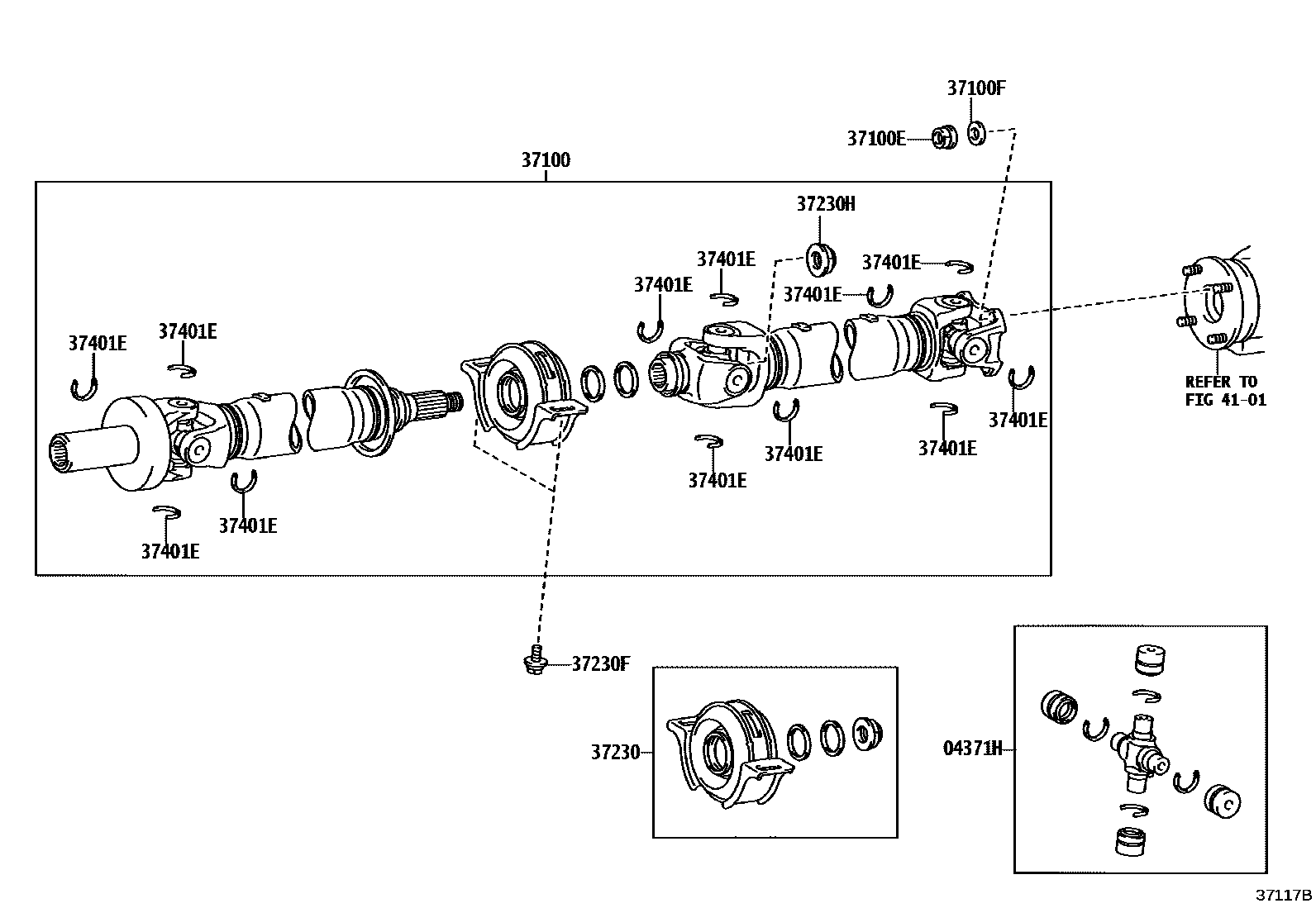 Toyota HILUX Propeller Shaft & Universal Joint EPC diagram — 37117B
