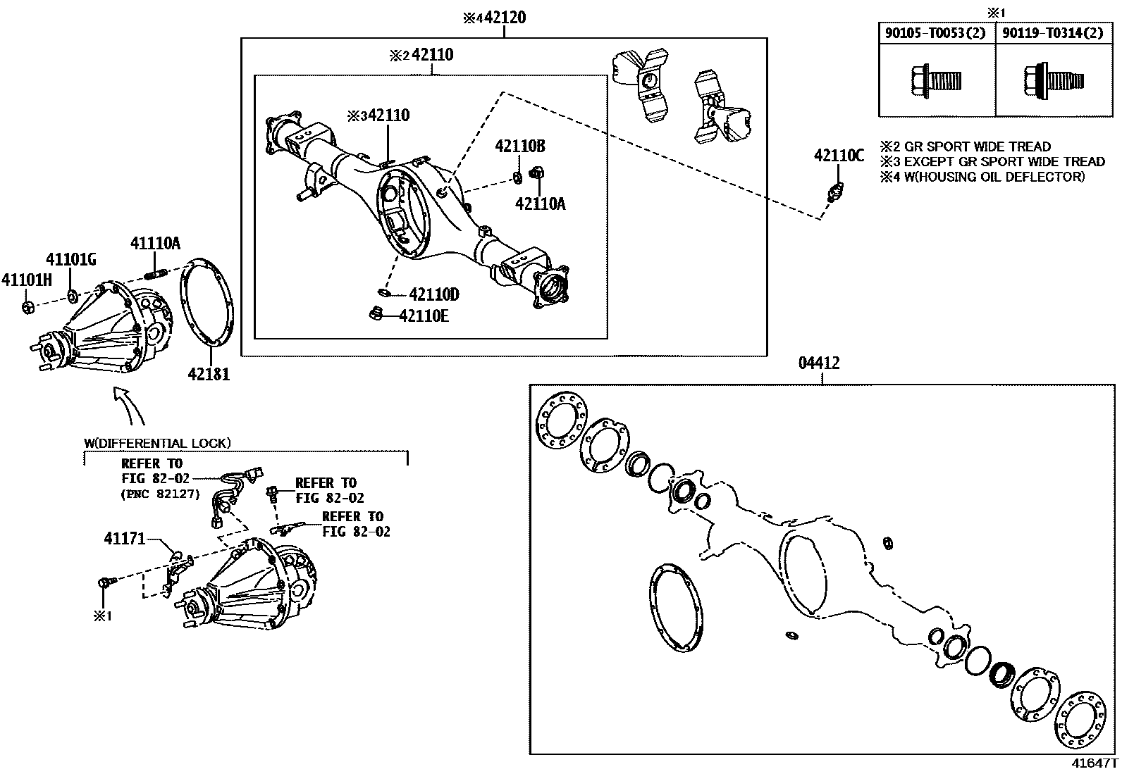 Toyota HILUX 后桥壳和差速器 EPC diagram — 41647T