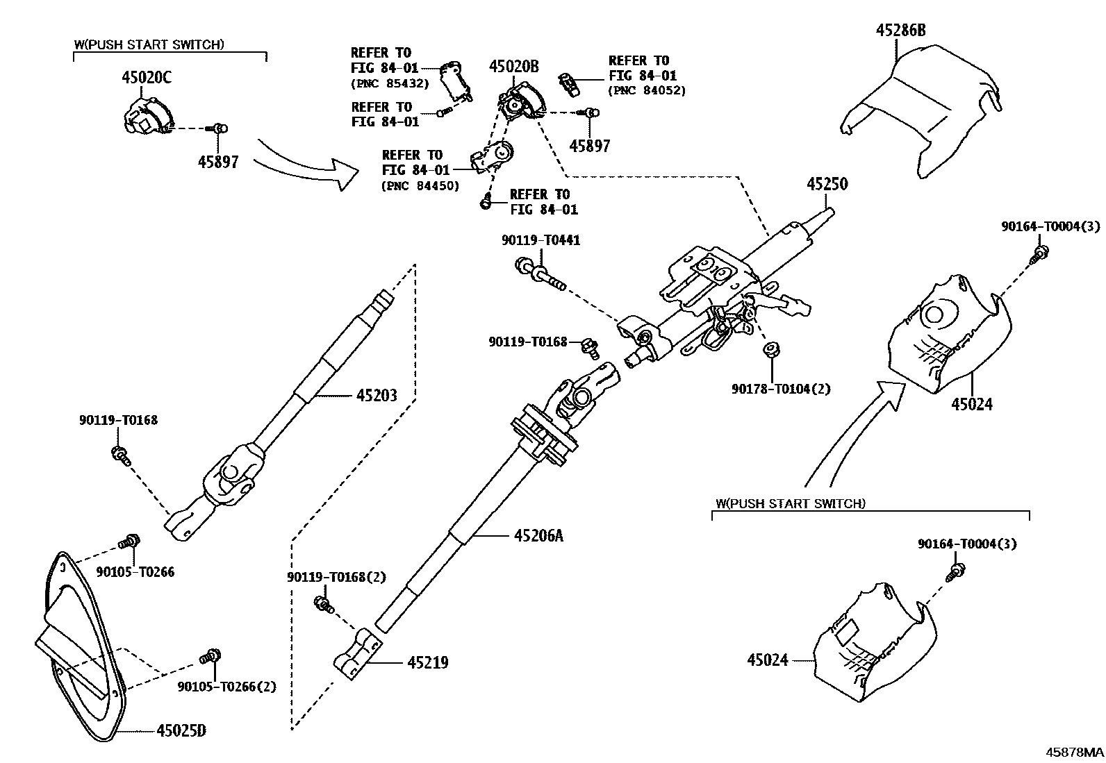 Toyota HILUX Steering Column & Shaft EPC diagram — 45878MA