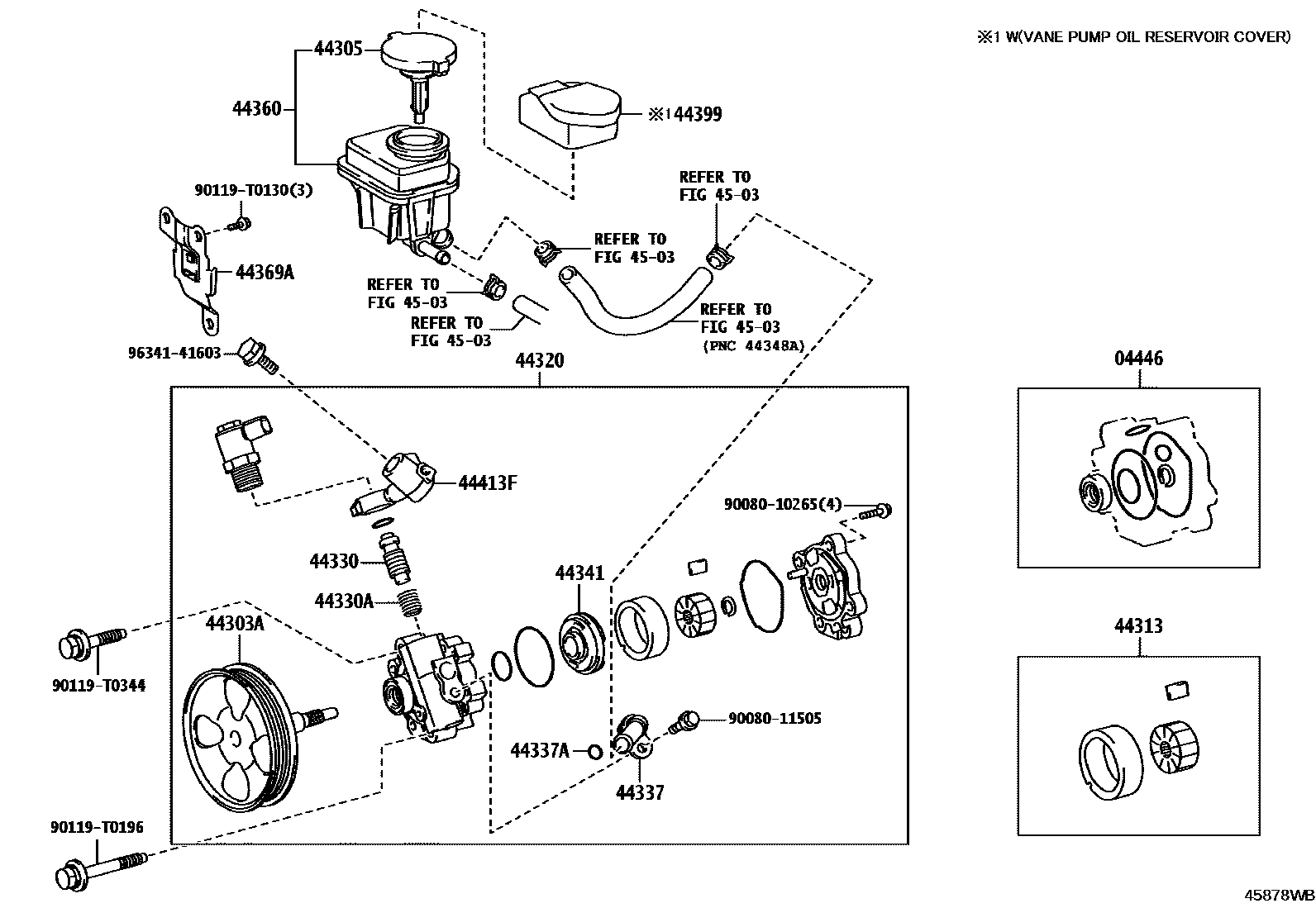 Toyota HILUX 叶片泵和储油罐(动力转向) EPC diagram — 45878WB