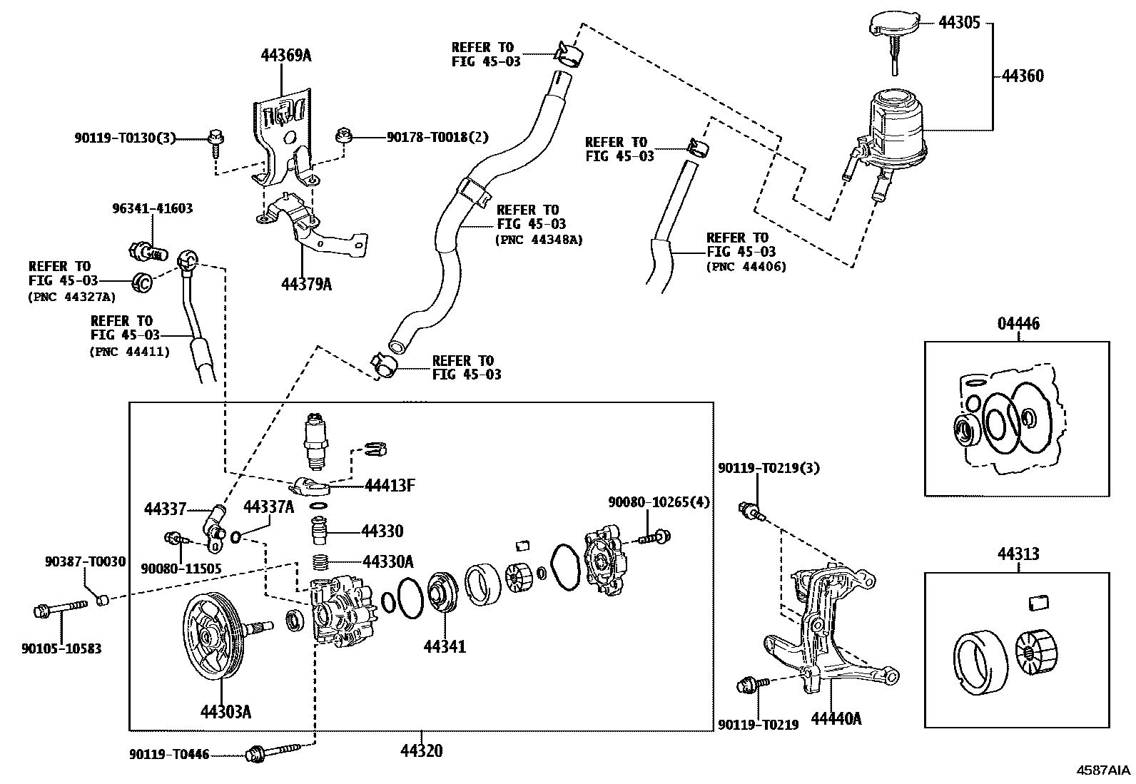 Toyota HILUX 叶片泵和储油罐(动力转向) EPC diagram — 4587AIA
