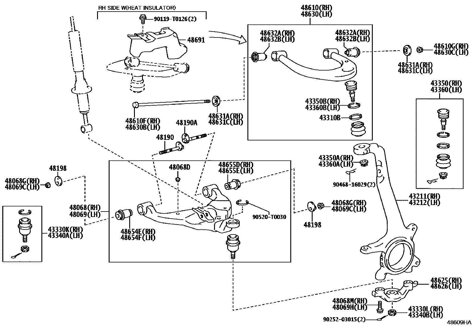 Toyota HILUX 前桥控制臂和转向节 EPC diagram — 48609HA