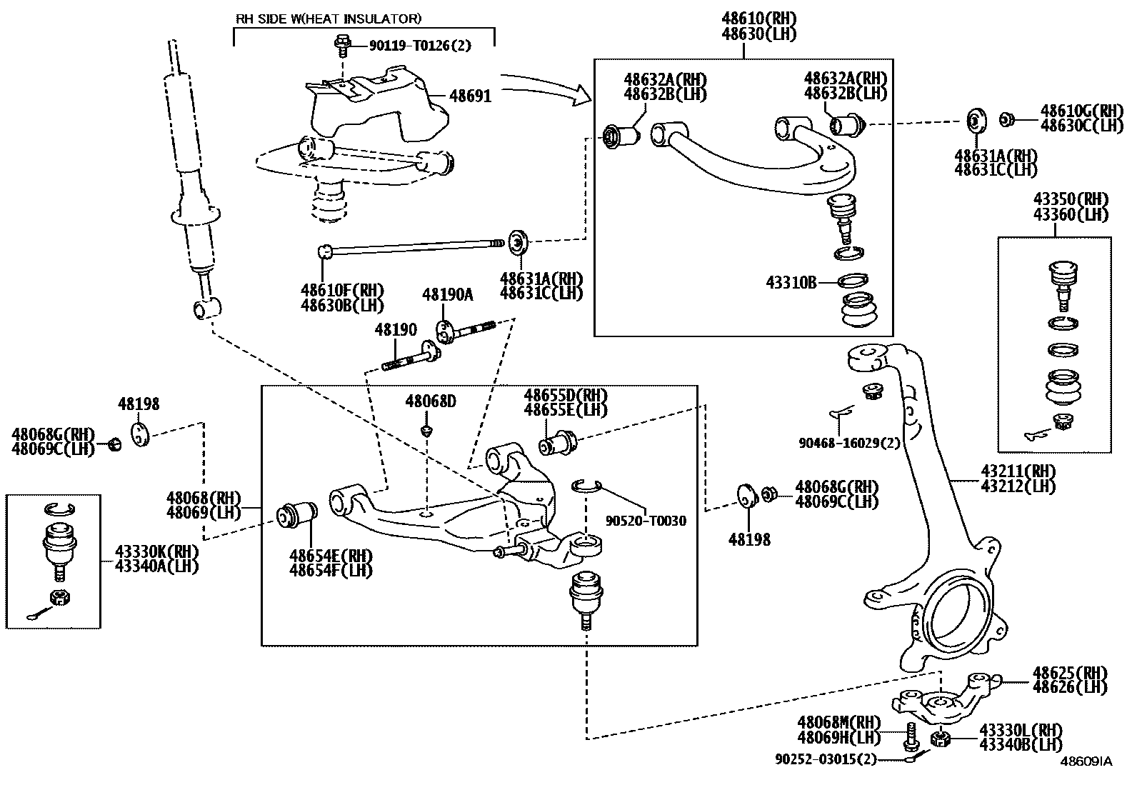 Toyota HILUX 前桥控制臂和转向节 EPC diagram — 48609IA