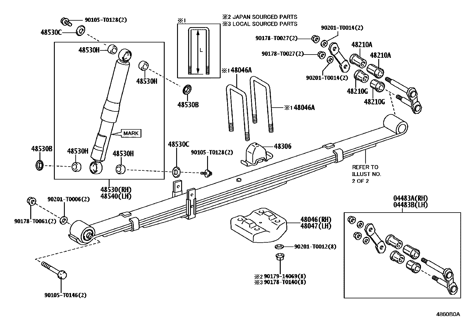 Toyota HILUX Rear Spring & Shock Absorber EPC diagram — 4860B0A