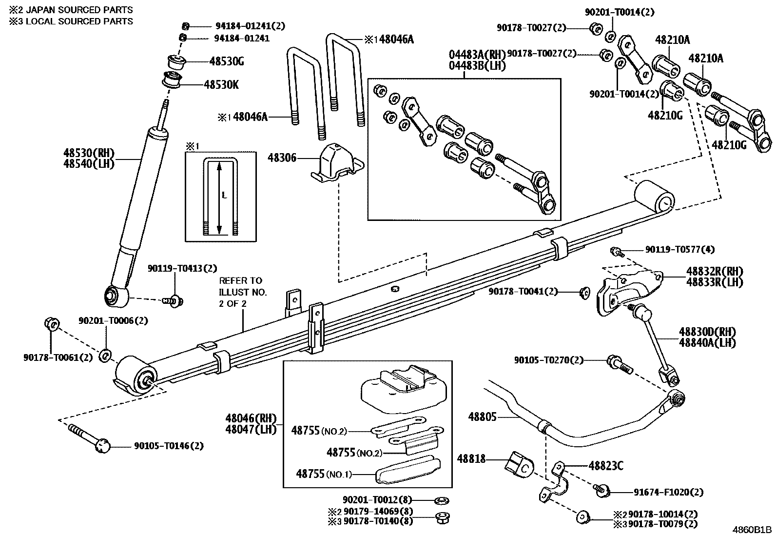 Toyota HILUX Rear Spring & Shock Absorber EPC diagram — 4860B1B