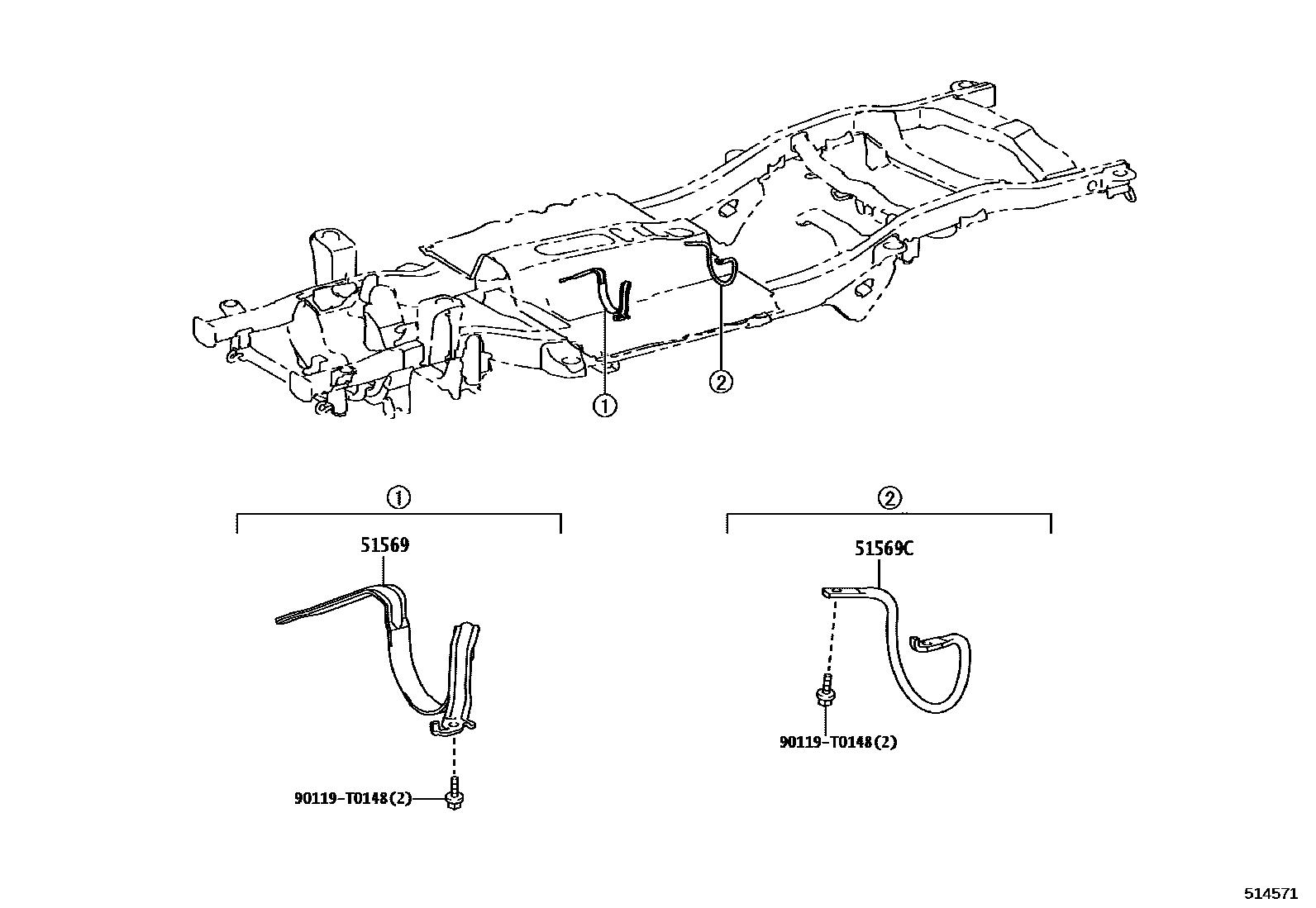 Toyota HILUX 车架 EPC diagram — 514571