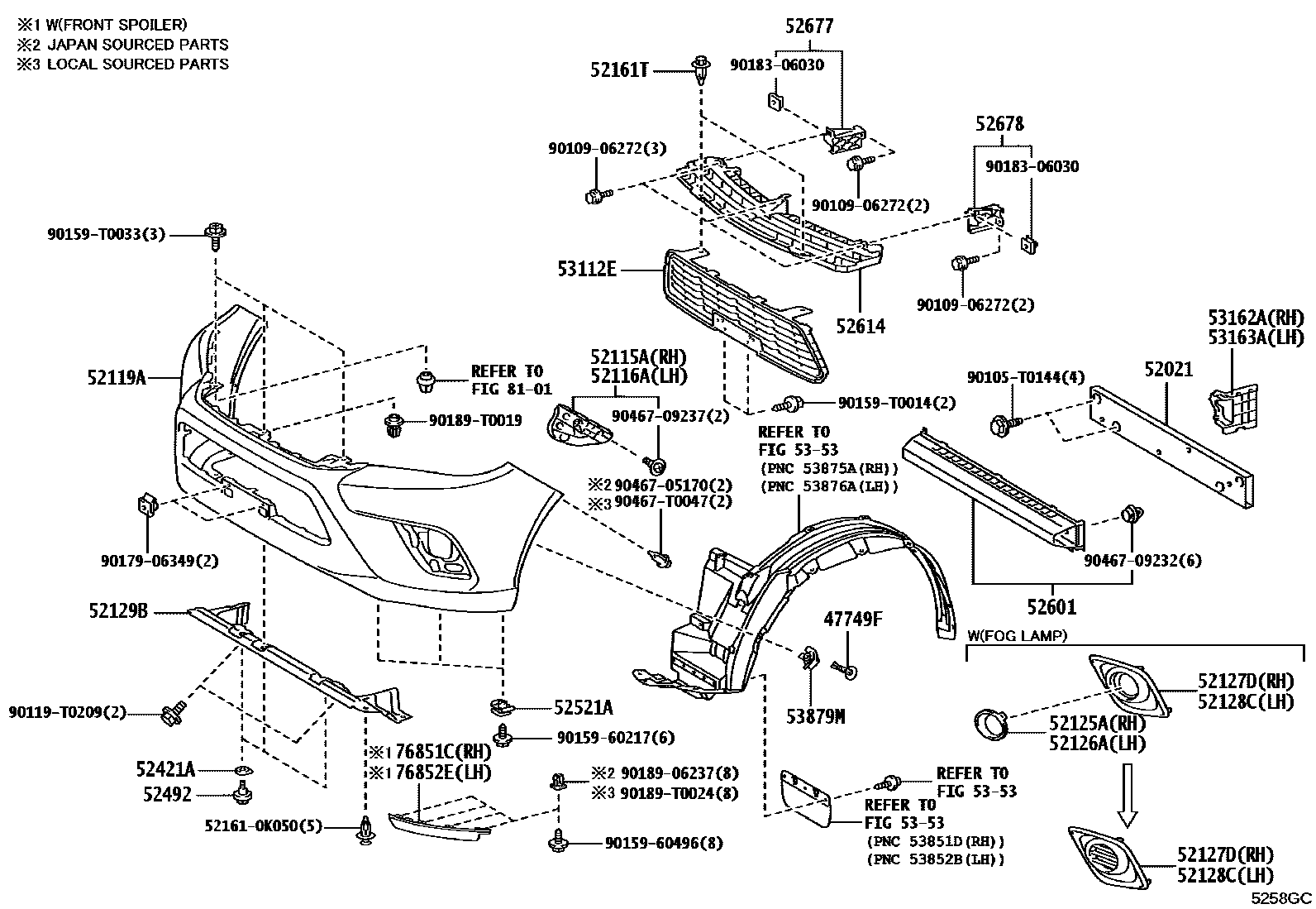 Toyota HILUX 前保险杠及附件 EPC diagram — 5258GC