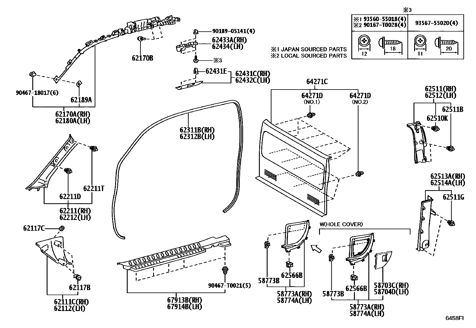 Toyota HILUX 车内装饰板 EPC diagram — 6458FI