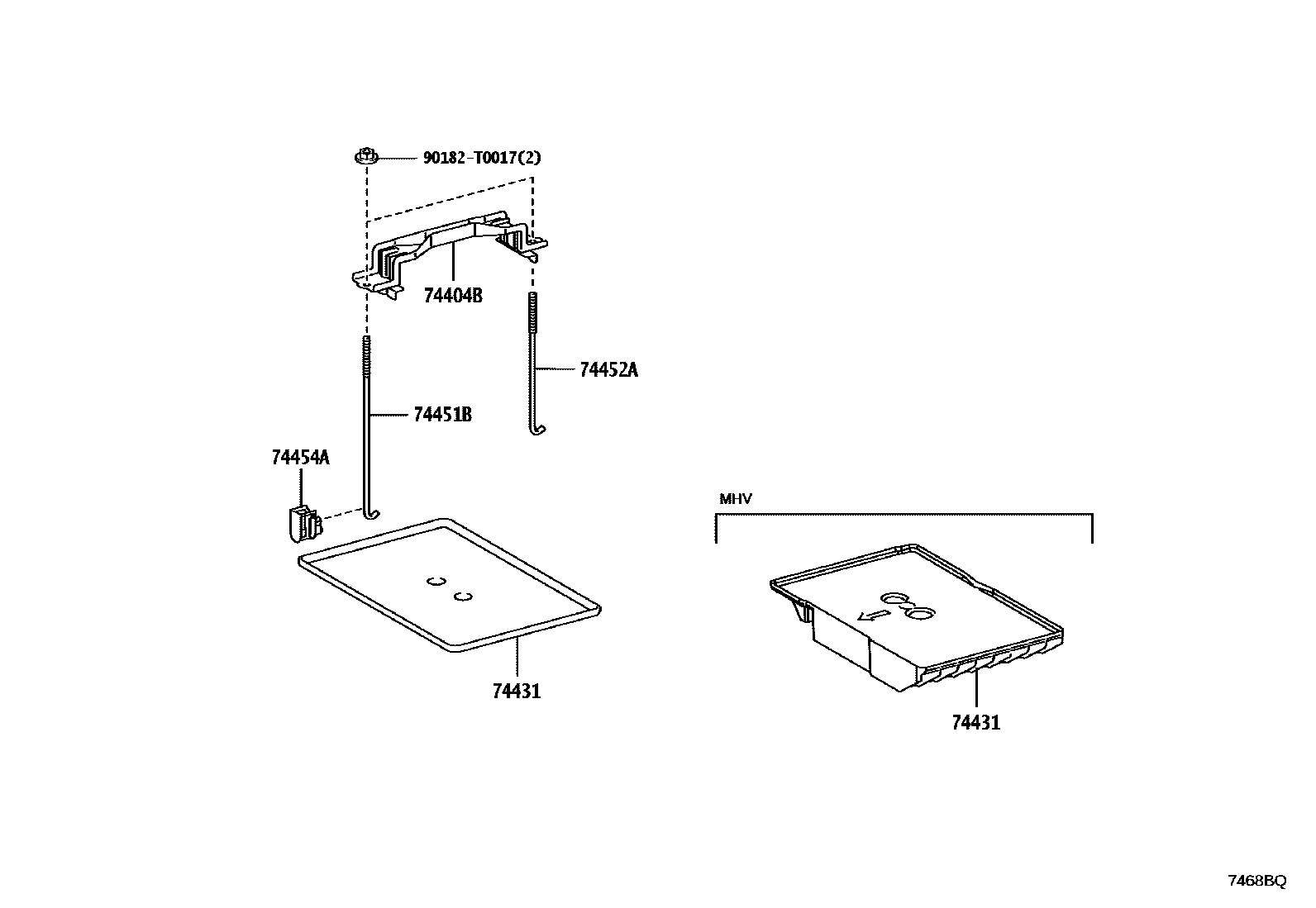 Toyota HILUX battery holder EPC diagram — 7468BQ