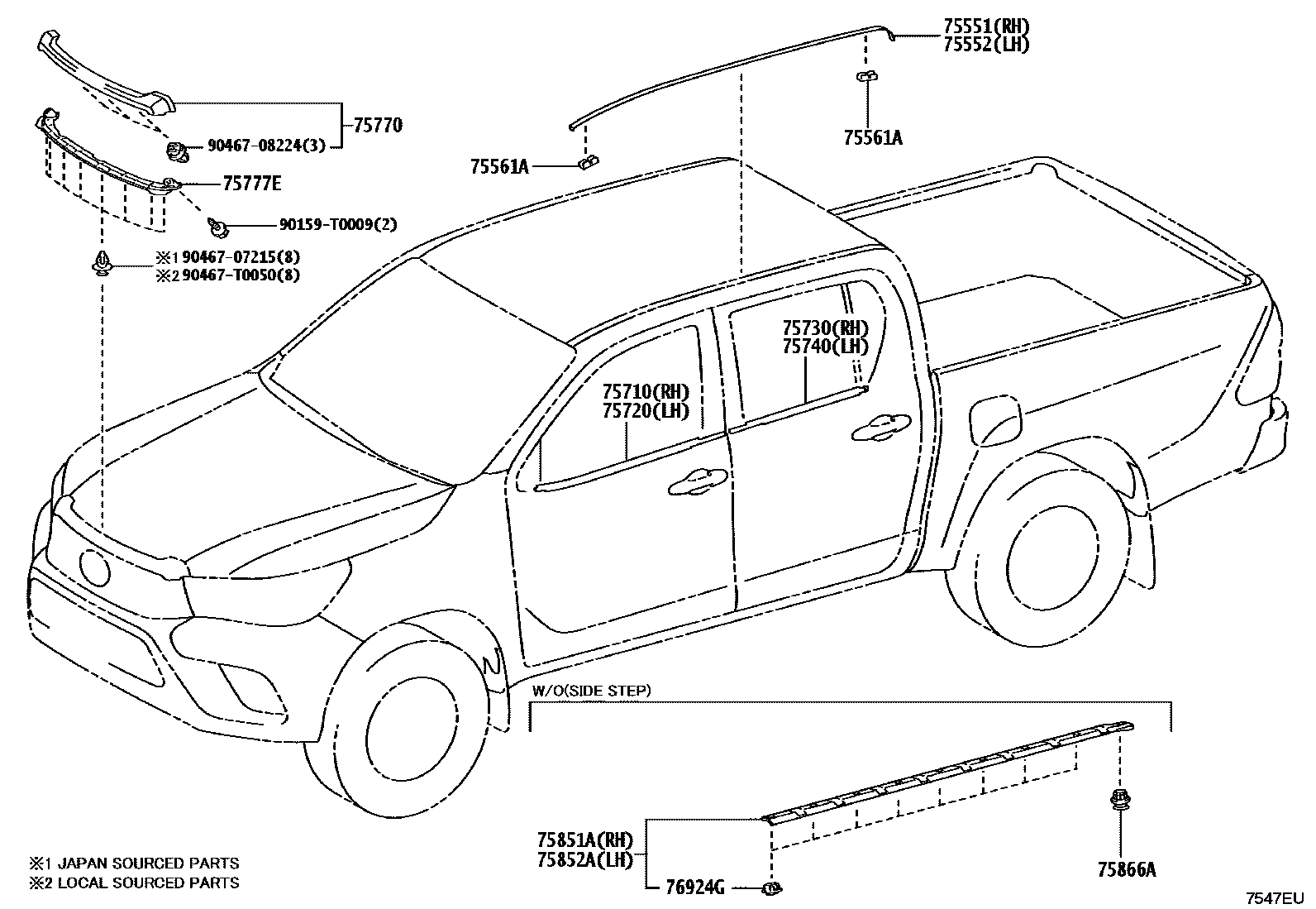 Toyota HILUX 防护条 EPC diagram — 7547EU