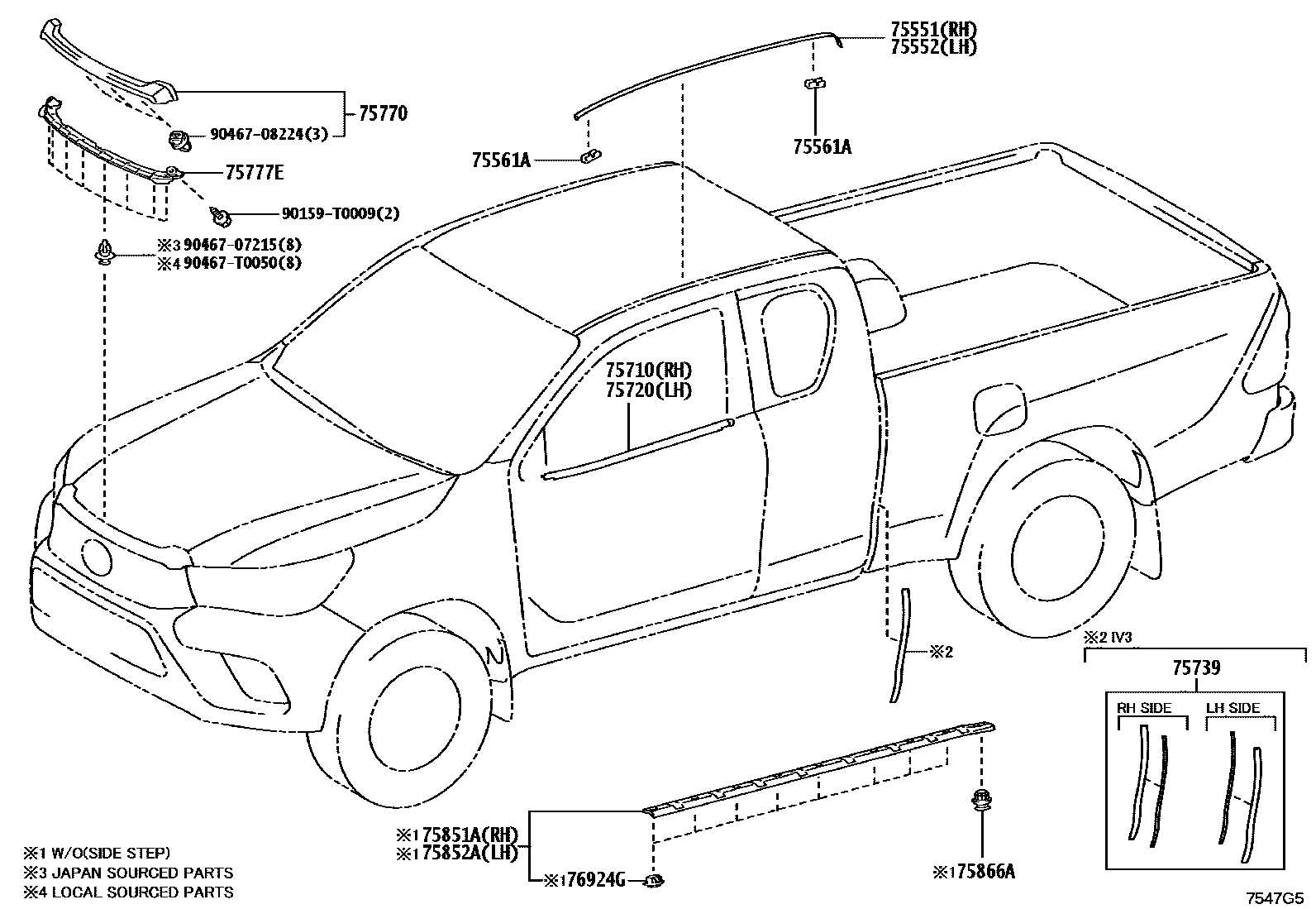 Toyota HILUX 防护条 EPC diagram — 7547G5
