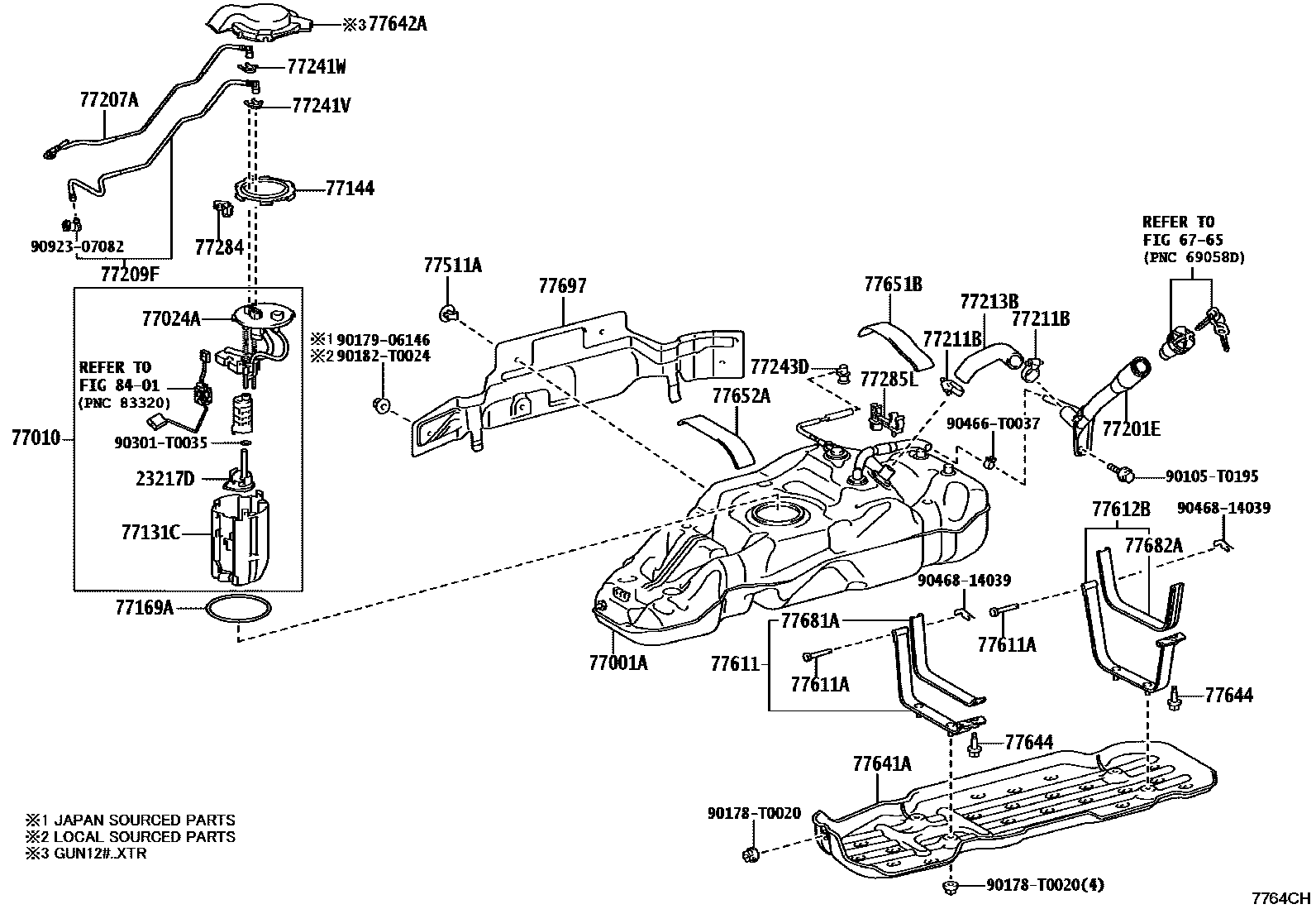 Toyota HILUX 燃油箱和燃油管 EPC diagram — 7764CH