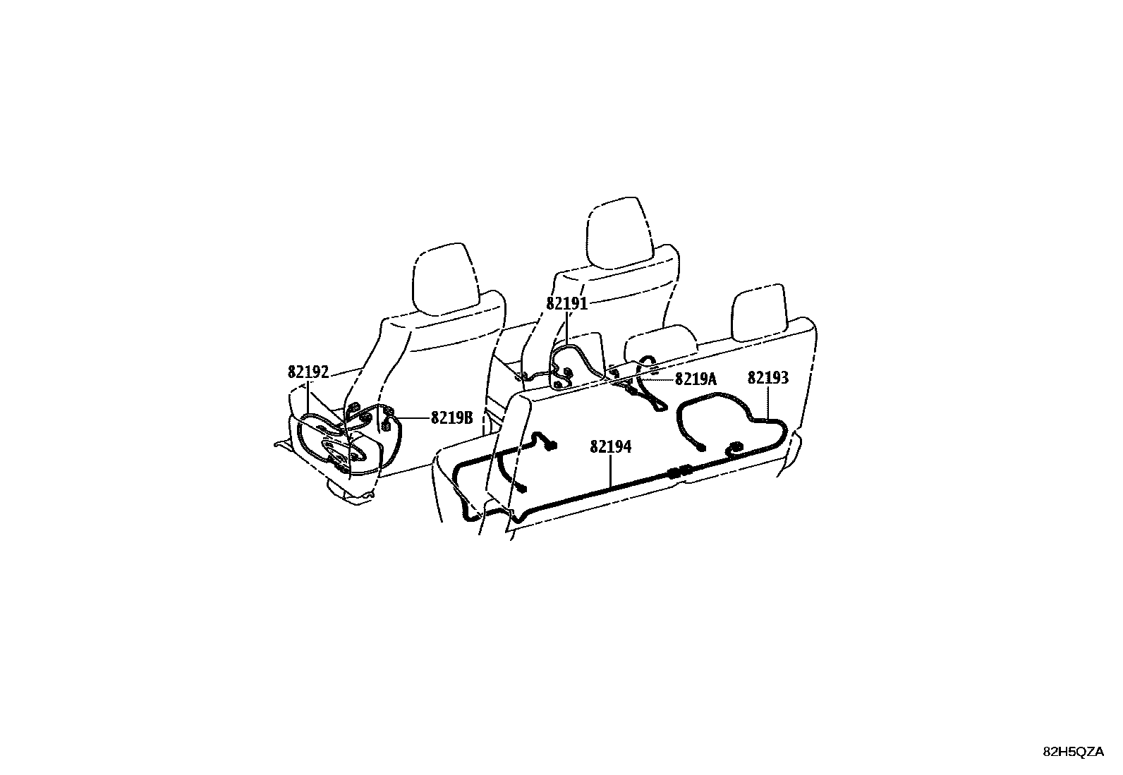 Toyota HILUX 线束和卡夹 EPC diagram — 82H5QZA