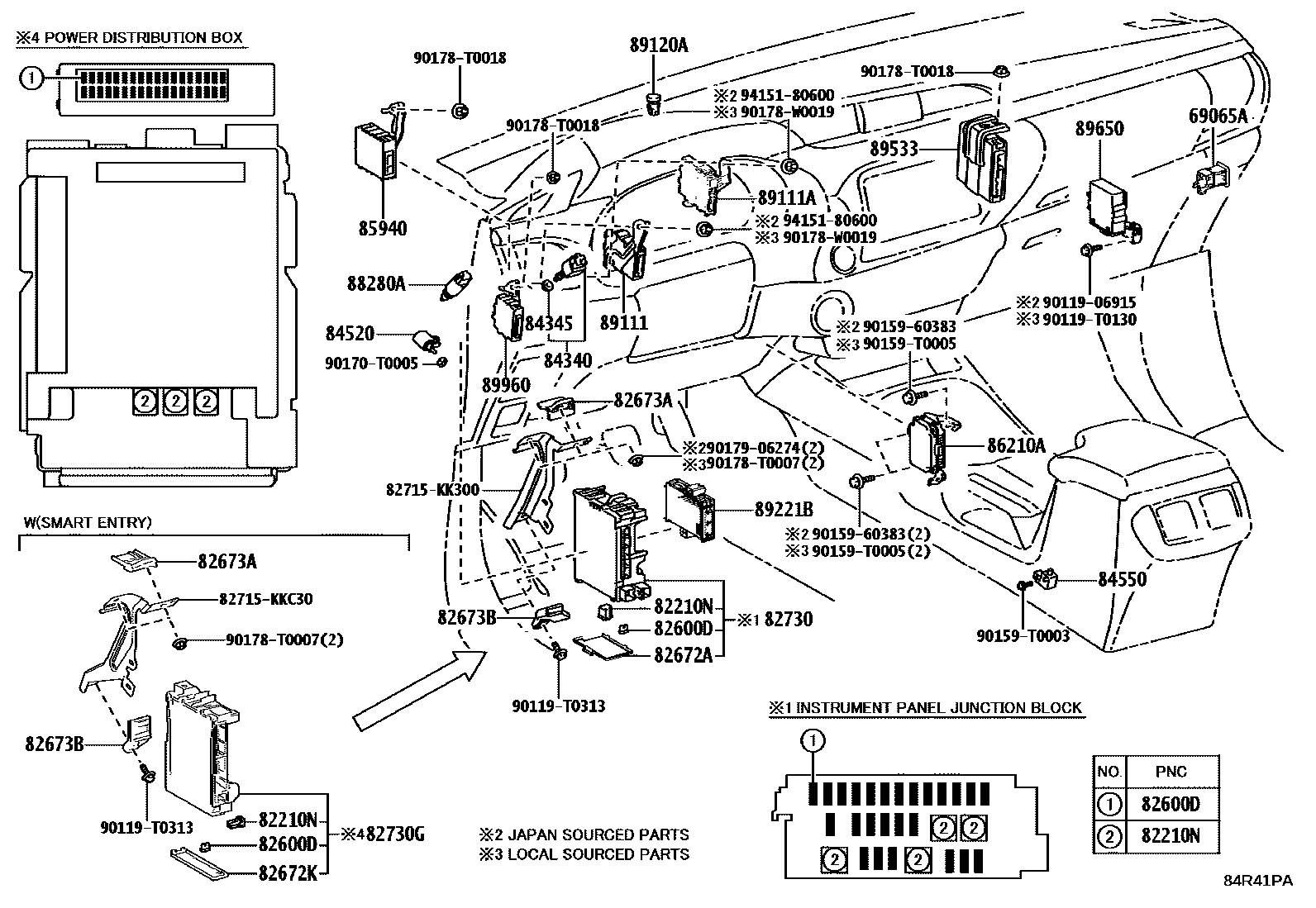 Toyota HILUX 开关和继电器和ECU EPC diagram — 84R41PA