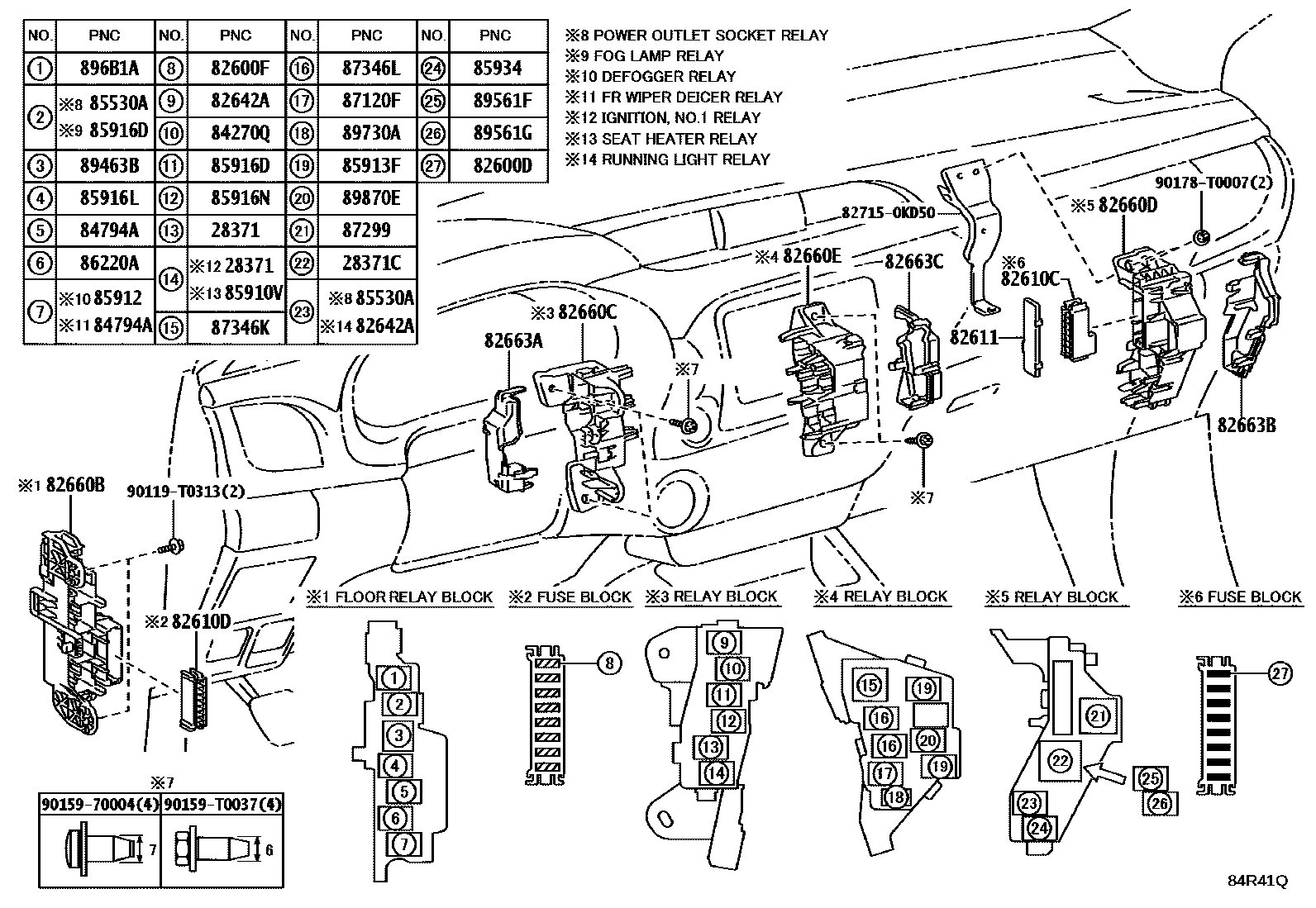 Toyota HILUX 开关和继电器和ECU EPC diagram — 84R41Q