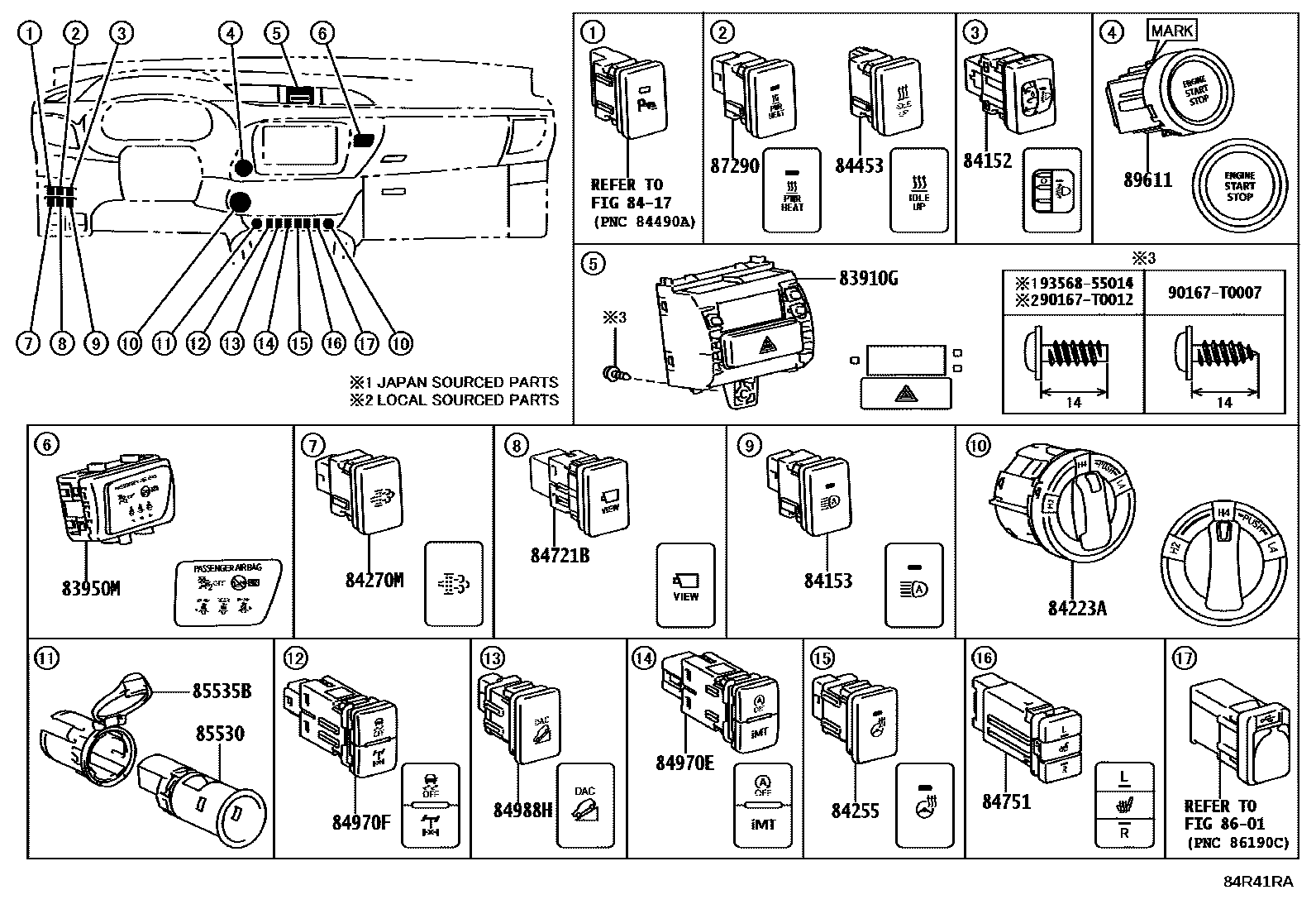 Toyota HILUX 开关和继电器和ECU EPC diagram — 84R41RA