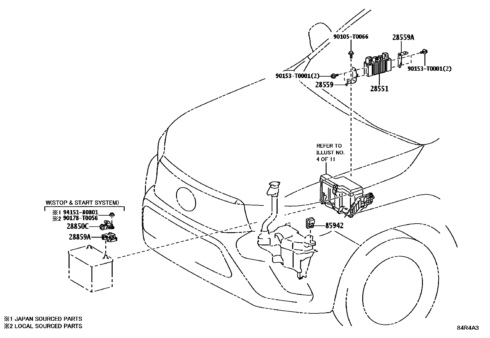 Toyota HILUX 开关和继电器和ECU EPC diagram — 84R4A3