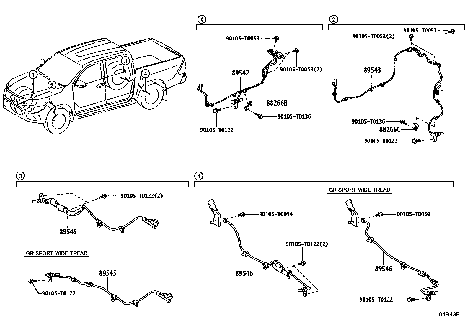 Toyota HILUX ABS 和 VSC EPC diagram — 84R43E