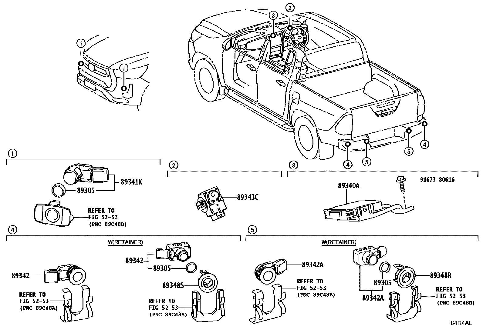 Toyota HILUX 测距雷达和倒车雷达 EPC diagram — 84R4AL