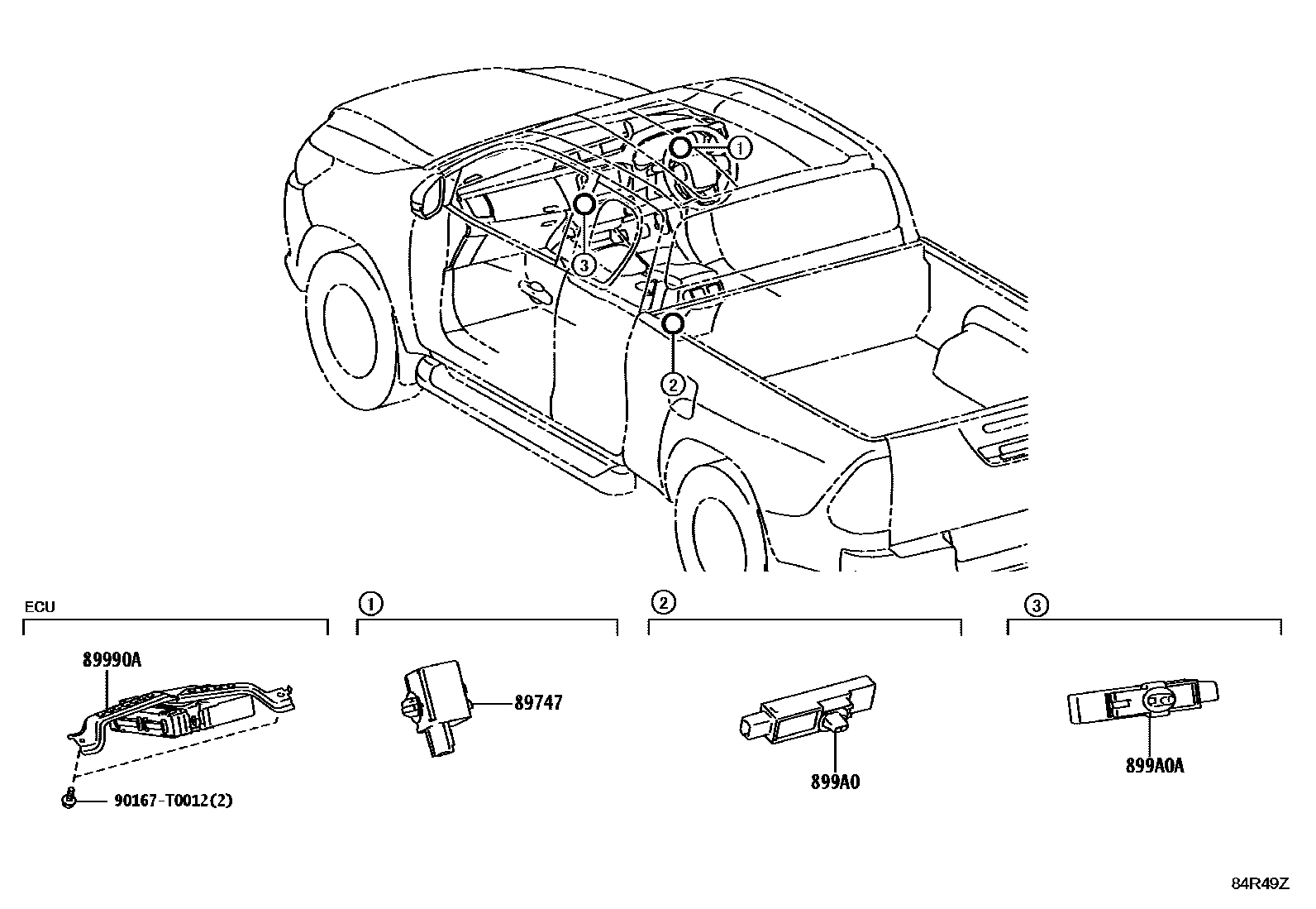 Toyota HILUX 遥控门锁 EPC diagram — 84R49Z