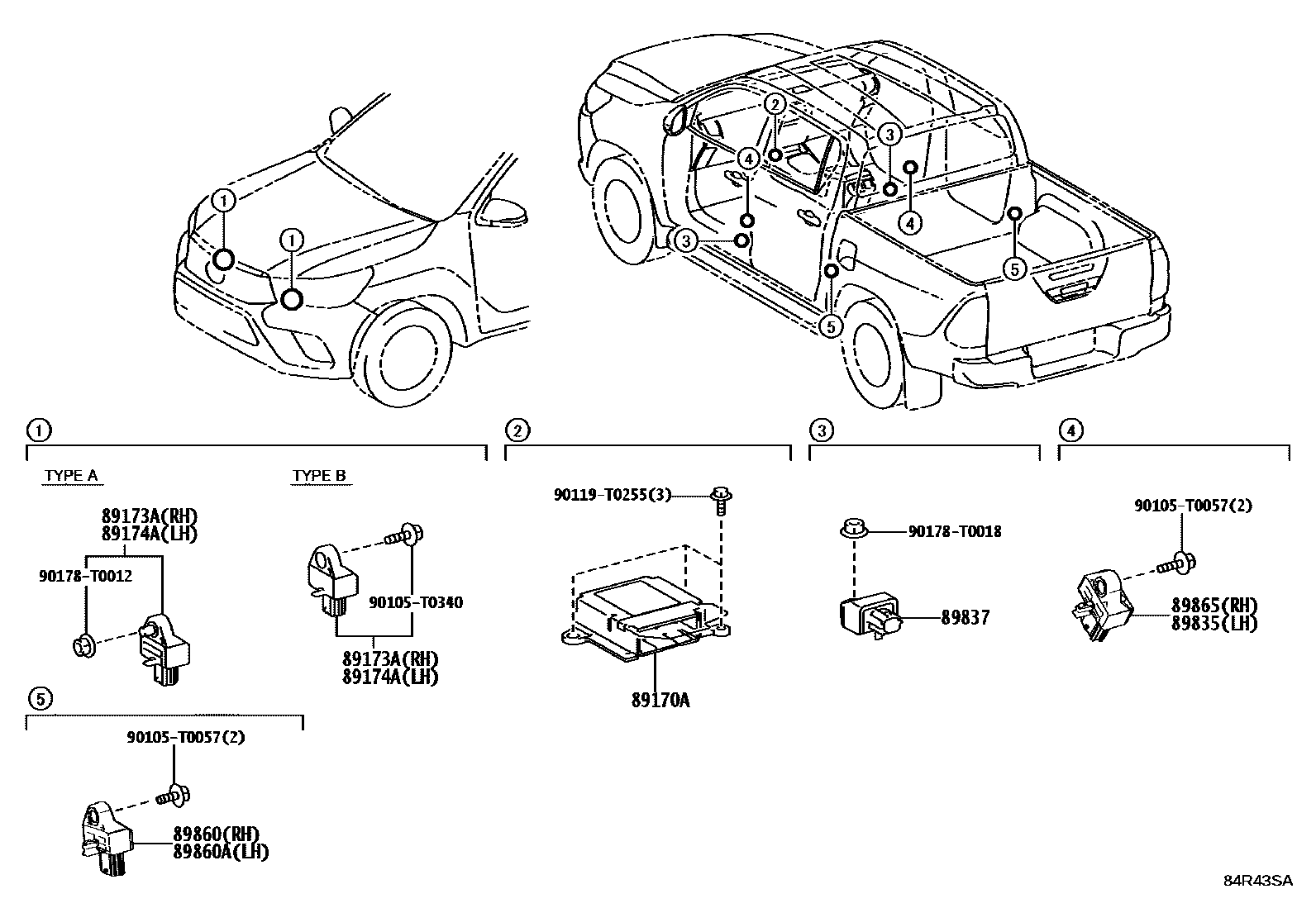 Toyota HILUX 空气囊 EPC diagram — 84R43SA