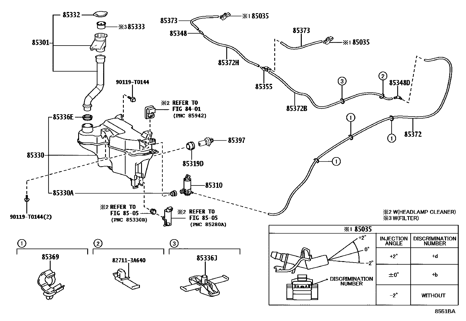 Toyota HILUX 挡风玻璃清洗器 EPC diagram — 8551BA