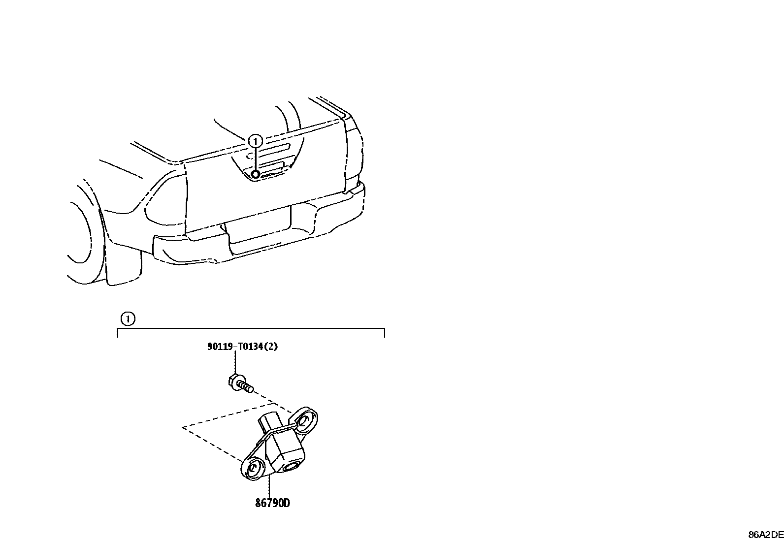 Toyota HILUX 倒车影像和摄像头 EPC diagram — 86A2DE