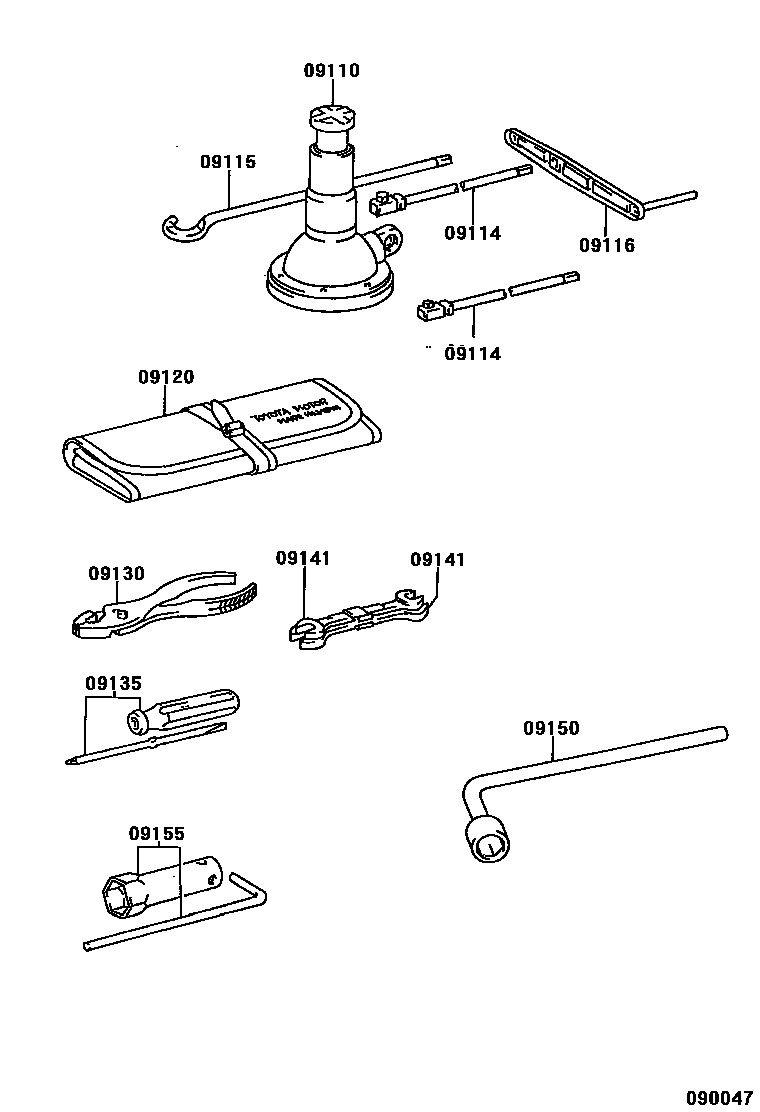 Toyota HILUX Standard Tools EPC diagram — 090047