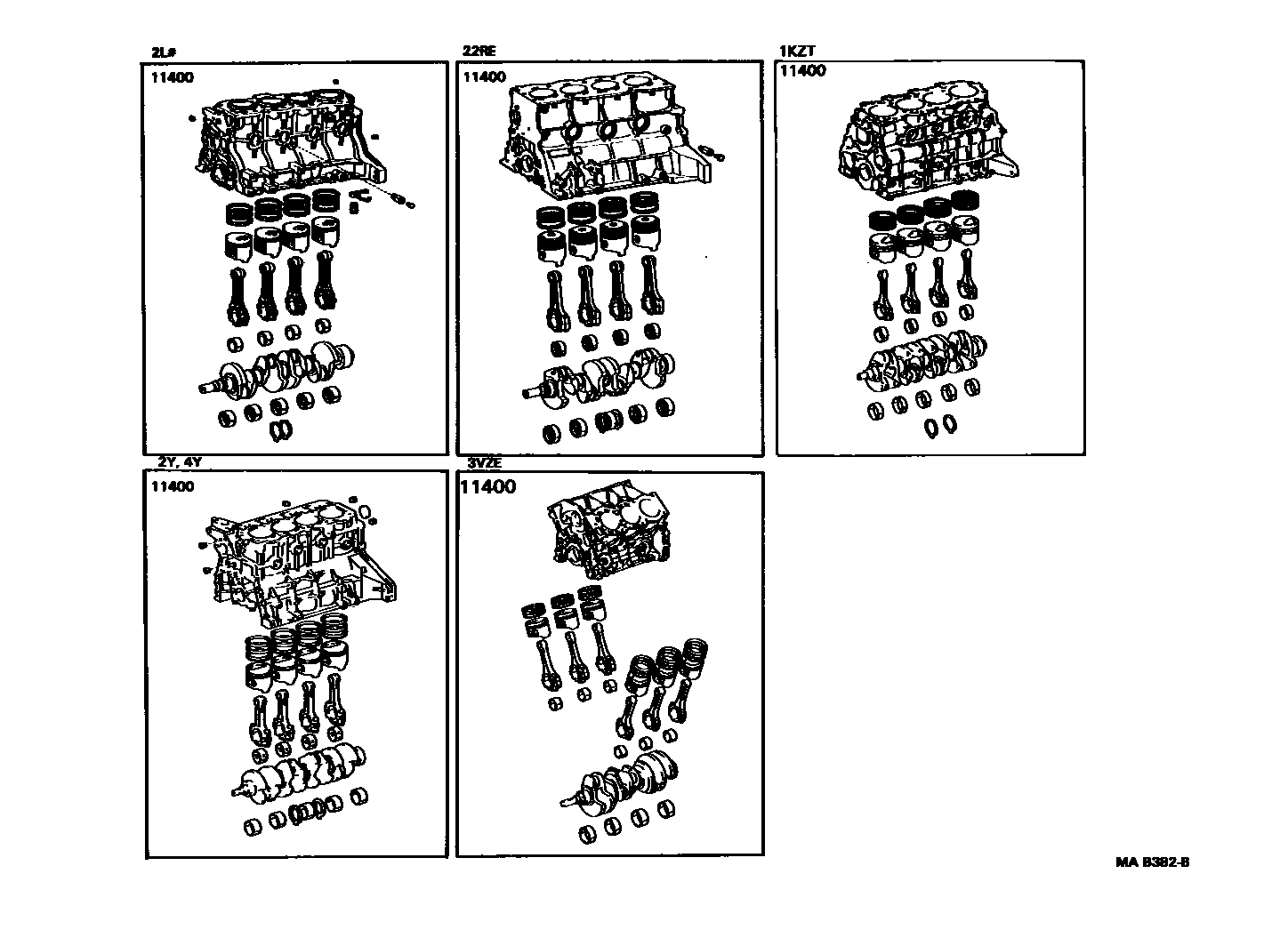 Toyota HILUX Short Block Assembly EPC diagram — MAB382B