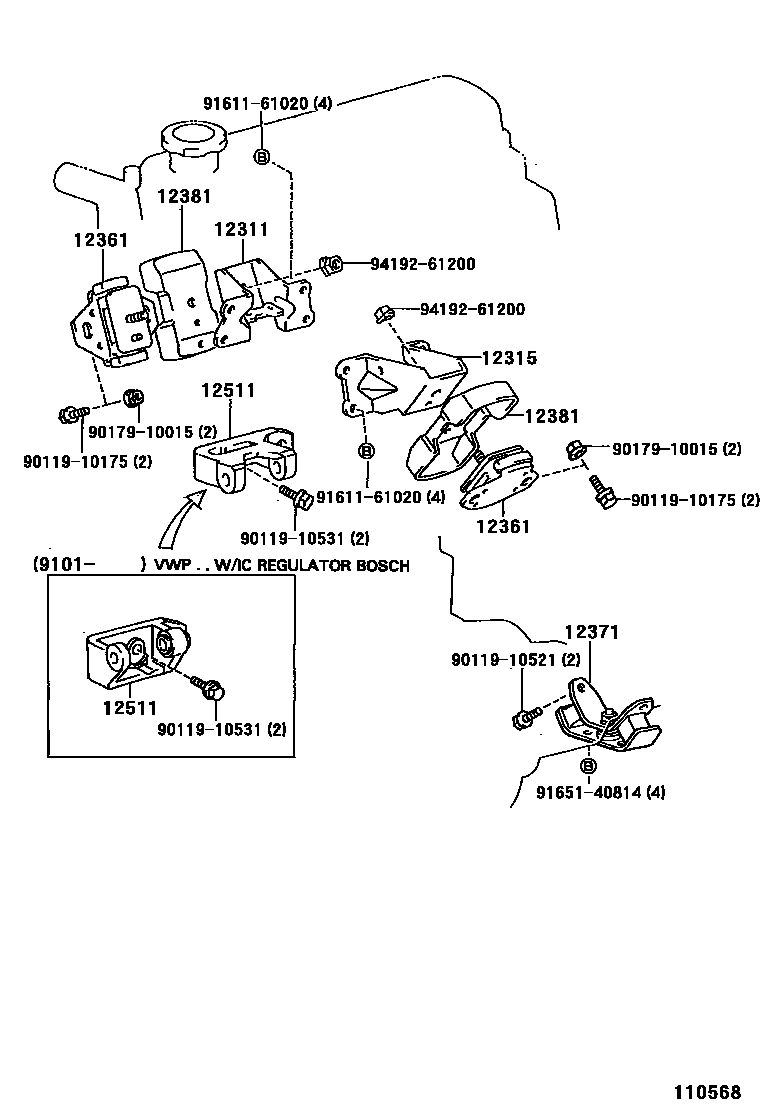 Toyota HILUX Engine Mounting EPC diagram — 110568